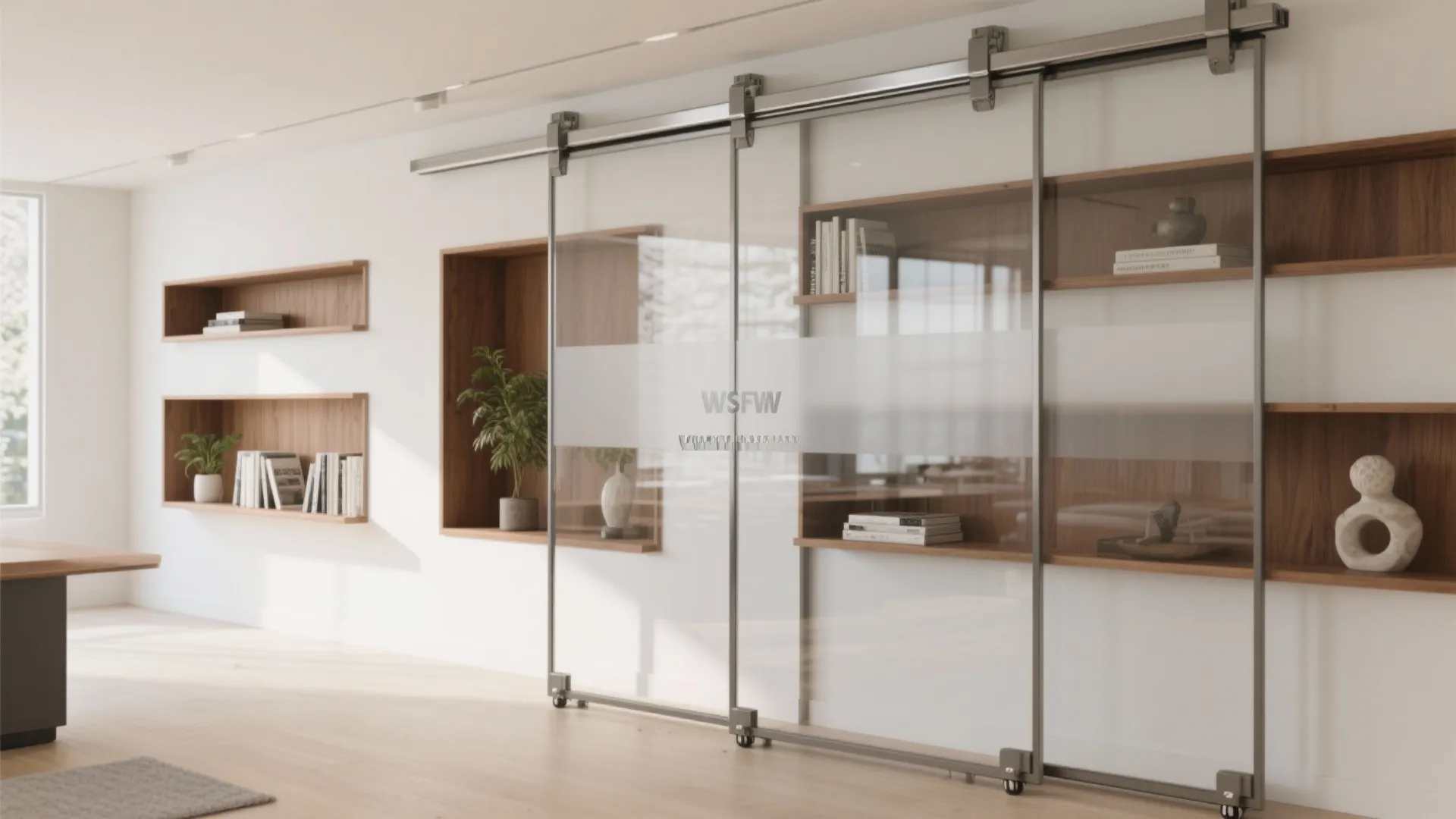 Sliding Glass Partitions with Display Niches