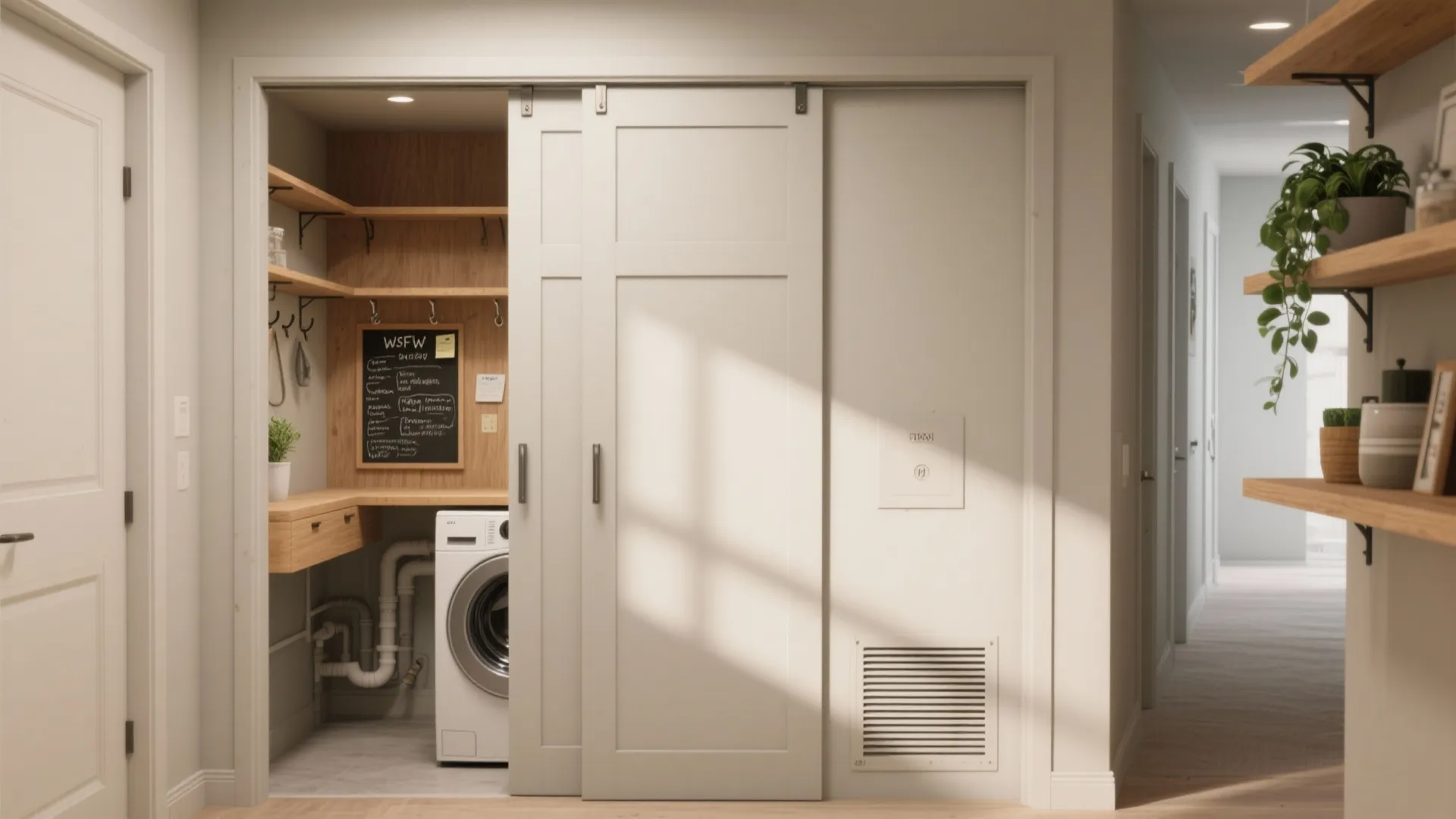 5. Multi-use Nook: Sliding Doors and Hidden Utilities