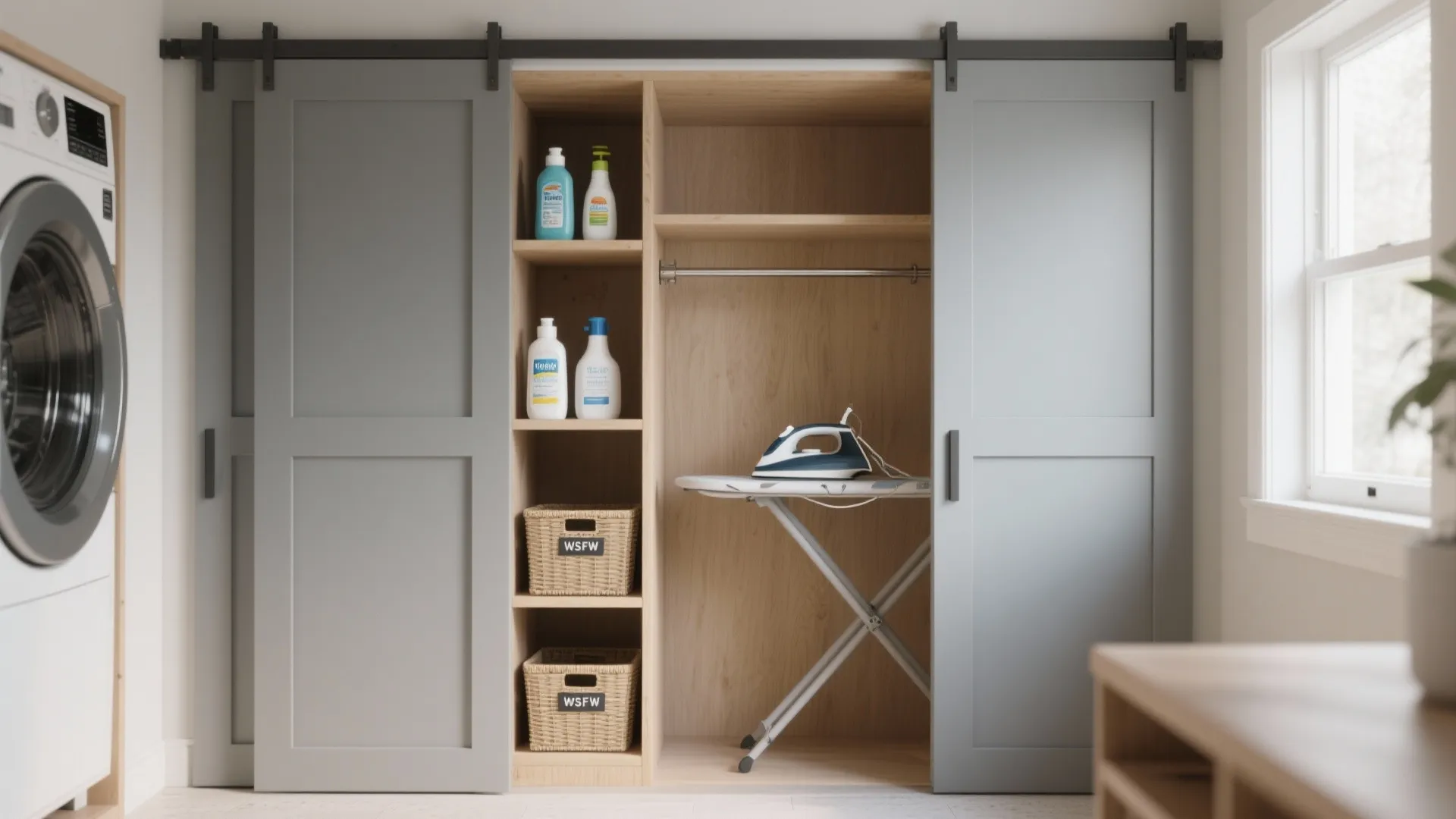 3. Sliding-door nook with built-in shelves