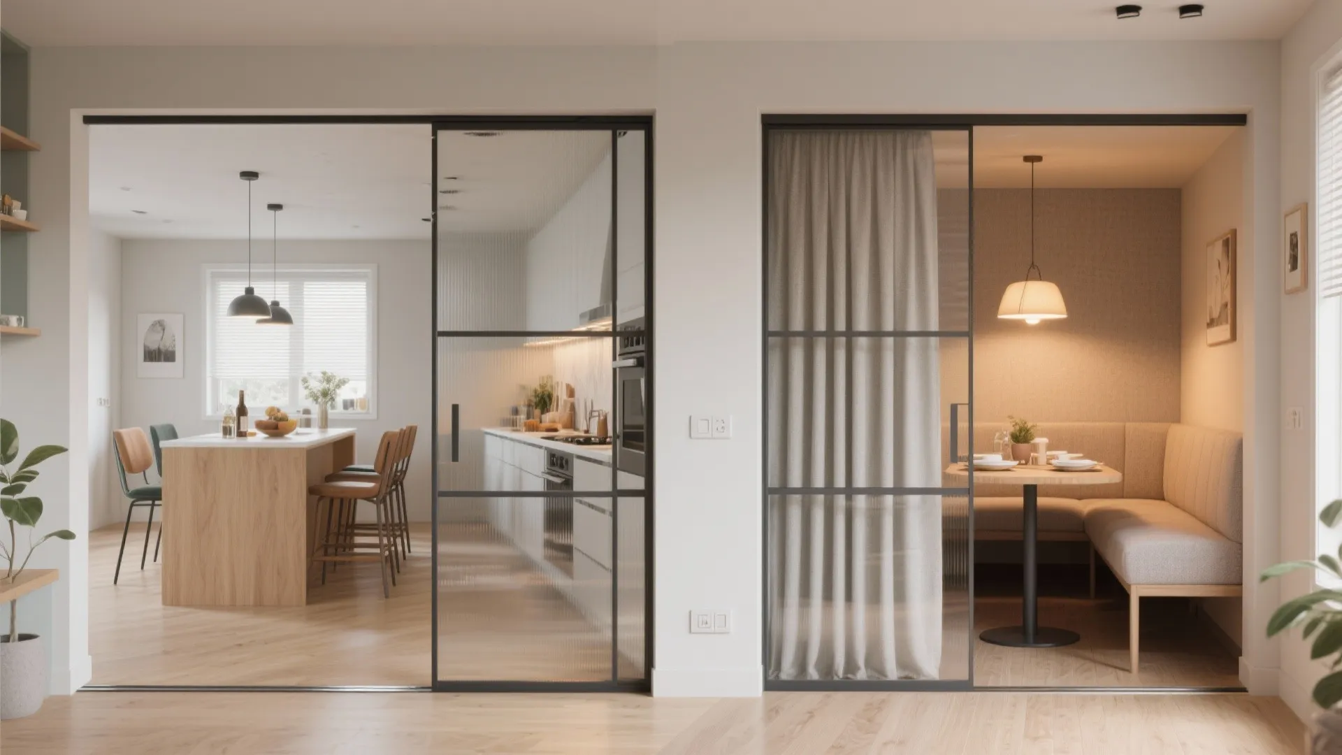 5. Create a Flexible Dining Nook with a Sliding Partition