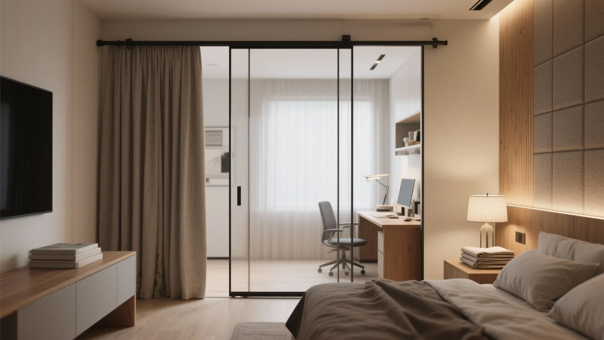 4. Sliding partition to zone work and rest