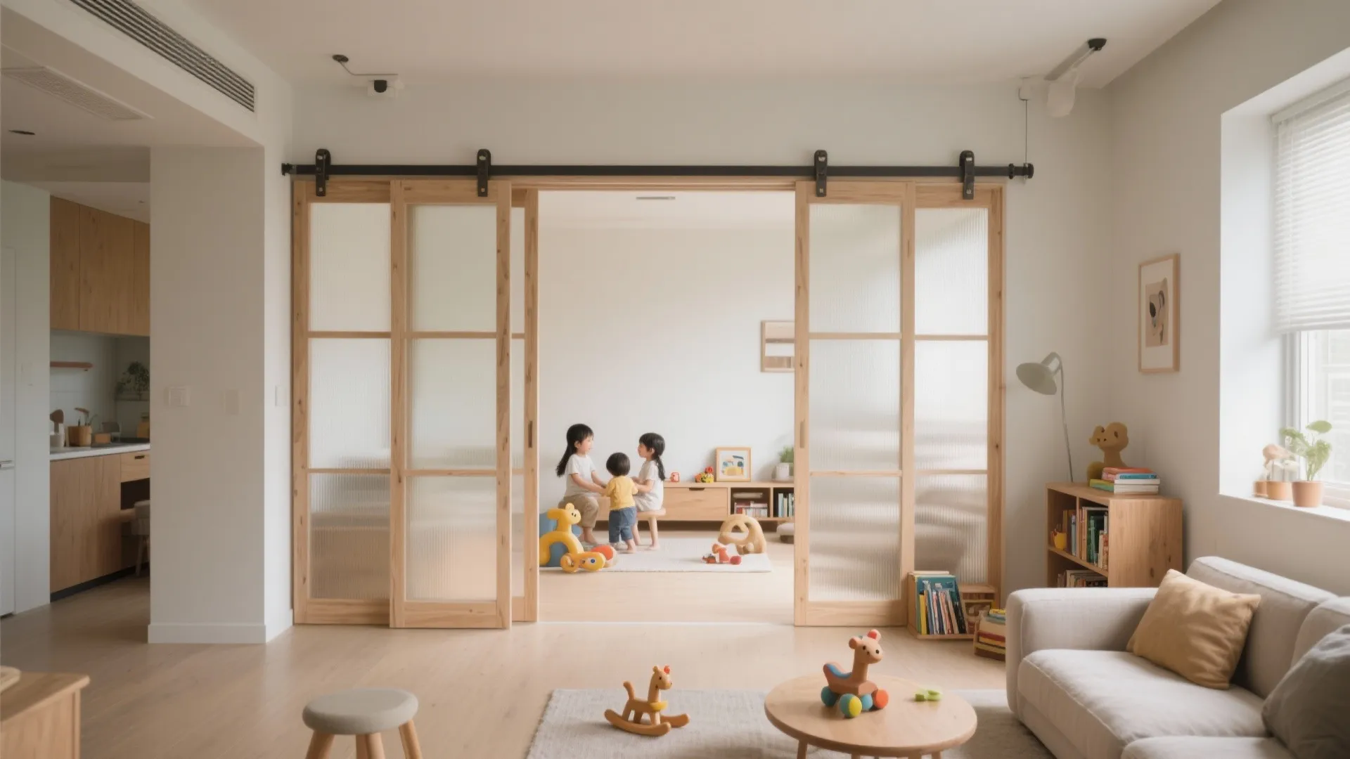 Sliding panels for flexible zoning