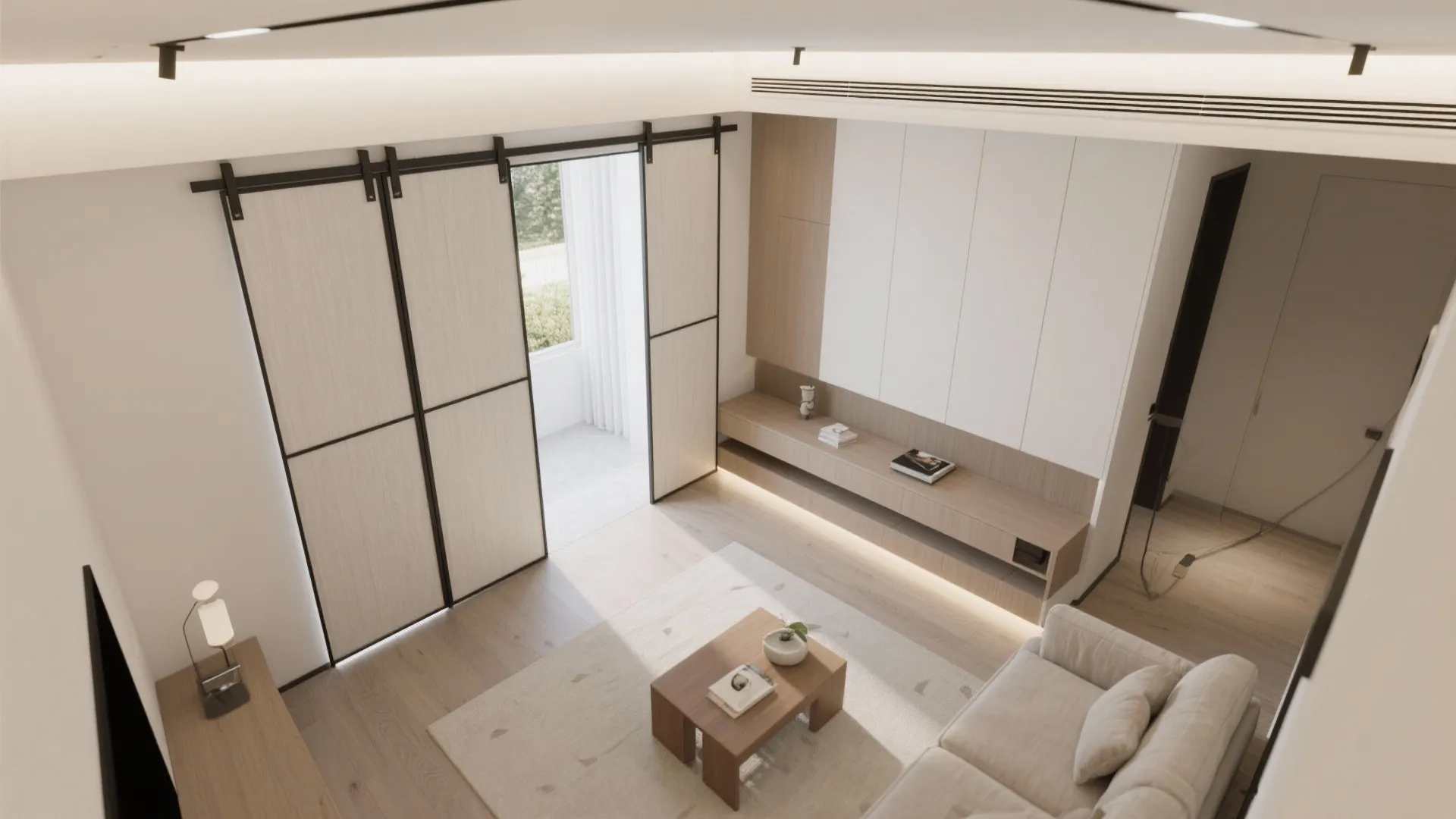 Sliding panels for flexible zoning