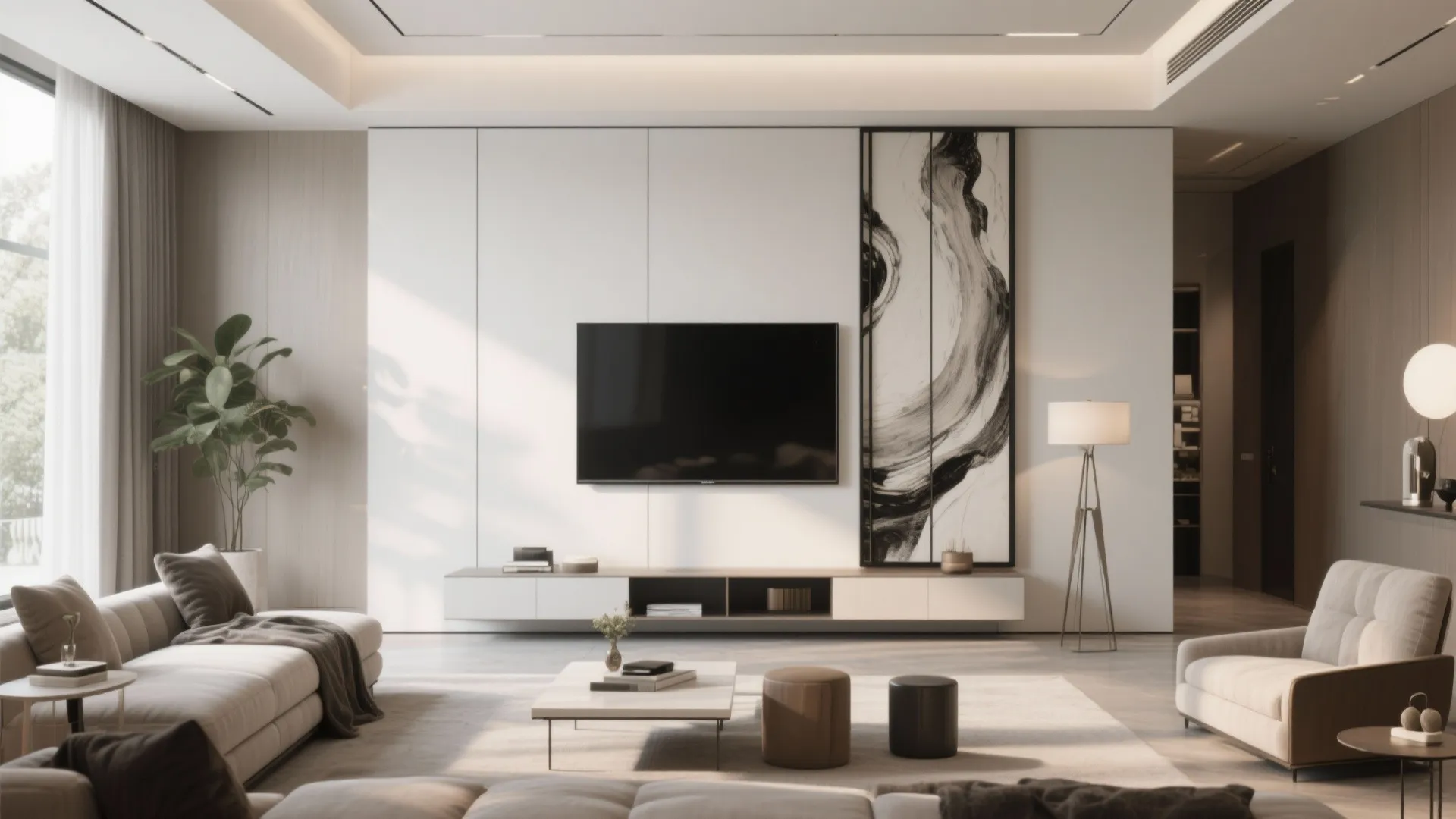 6. Hide the TV in a Sliding Panel System
