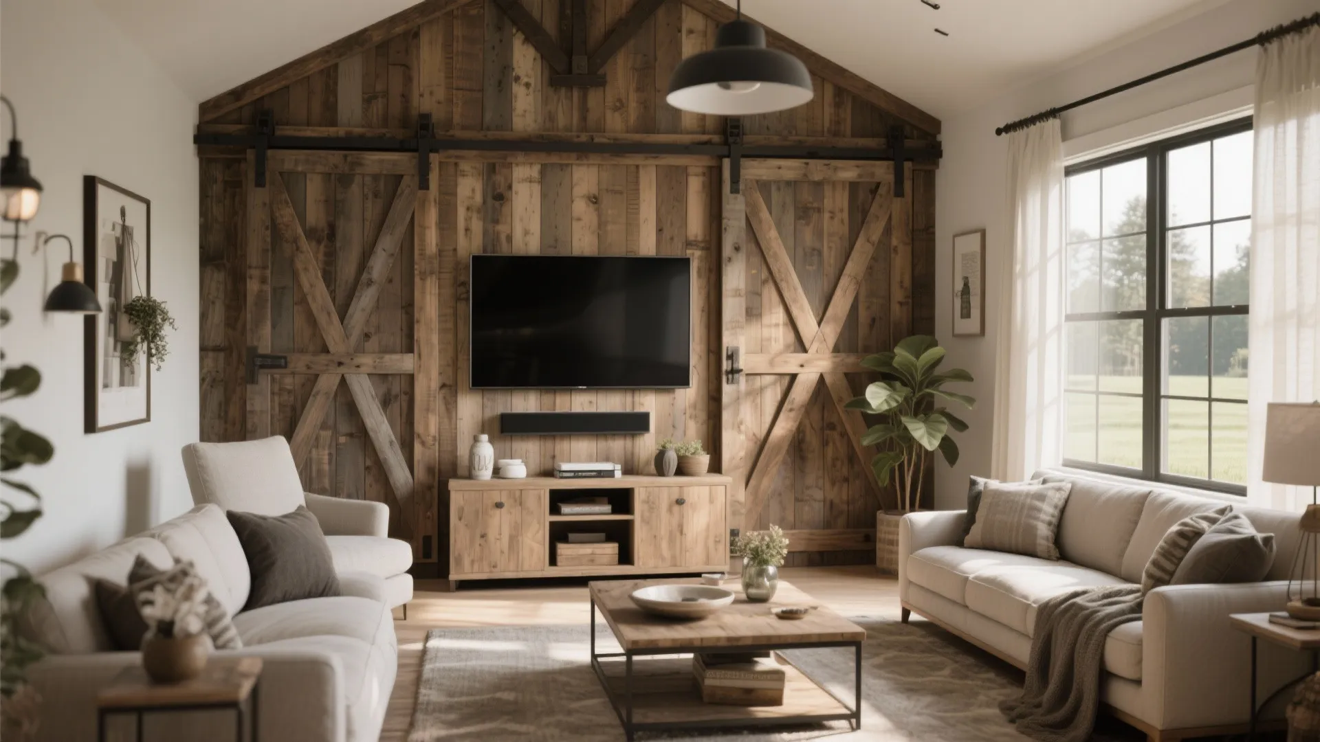 5. Sliding Panel to Hide TV