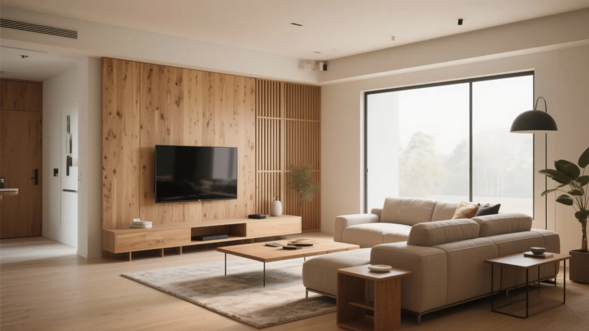 5. Sliding Panels to Hide TV