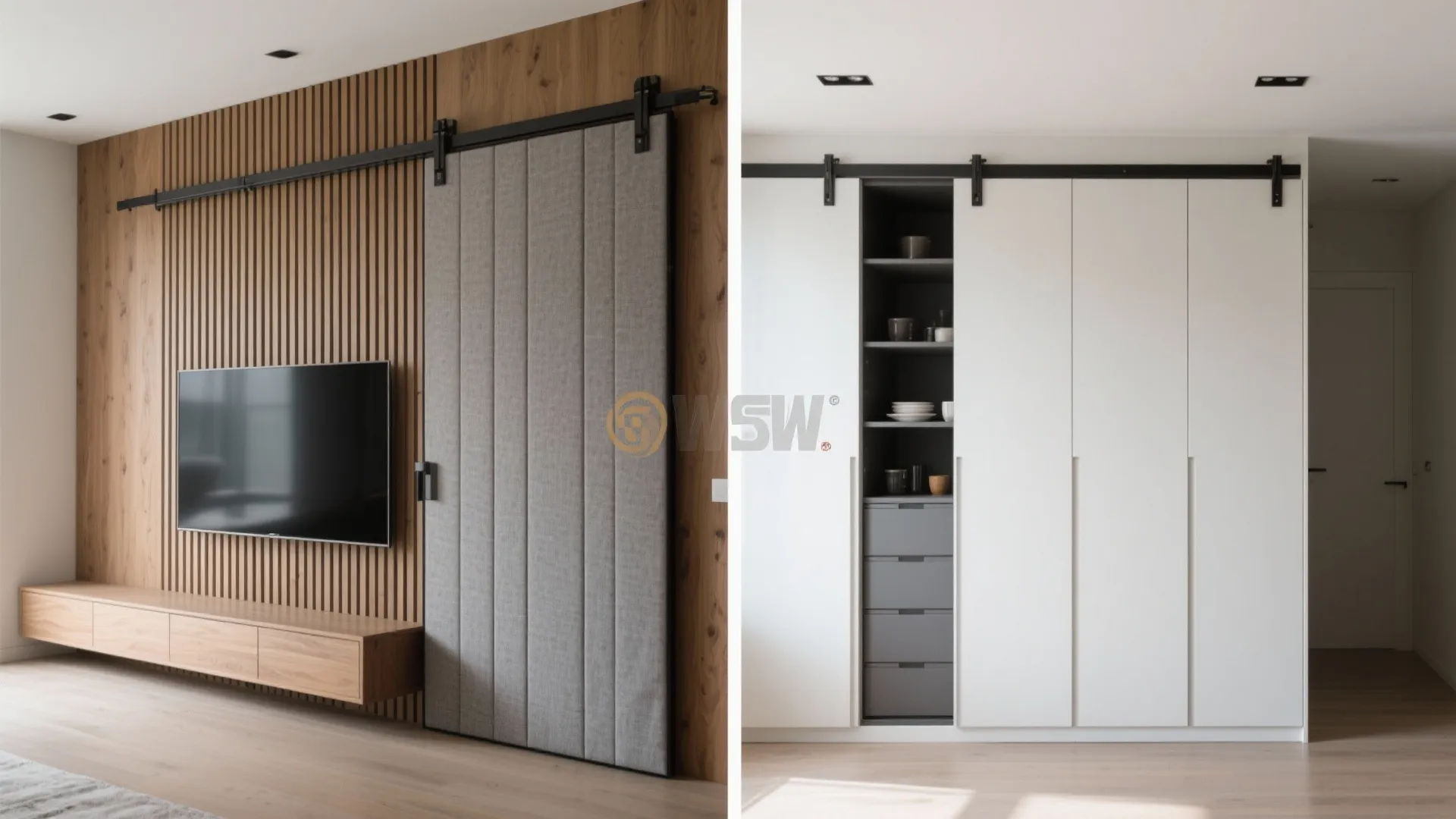 5) Sliding panels that reveal hidden storage