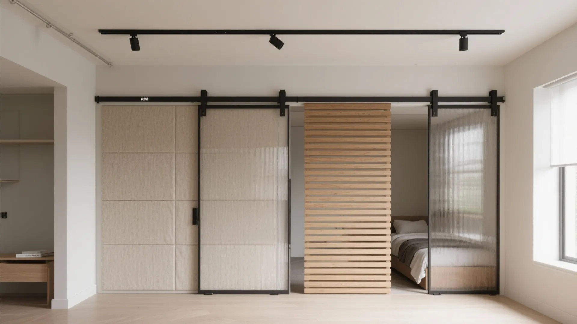 Sliding Panels on a Ceiling Track