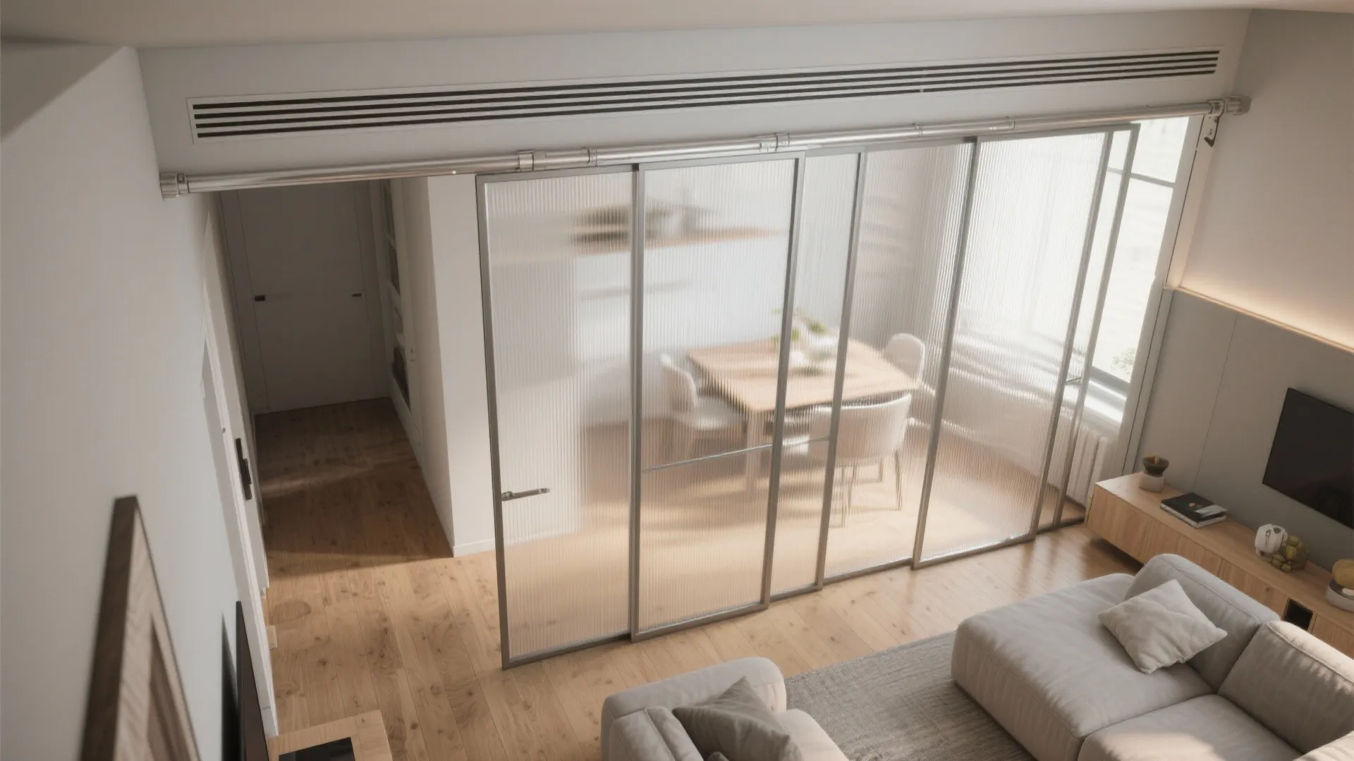 Translucent Sliding Panels (Ceiling-Tracked)