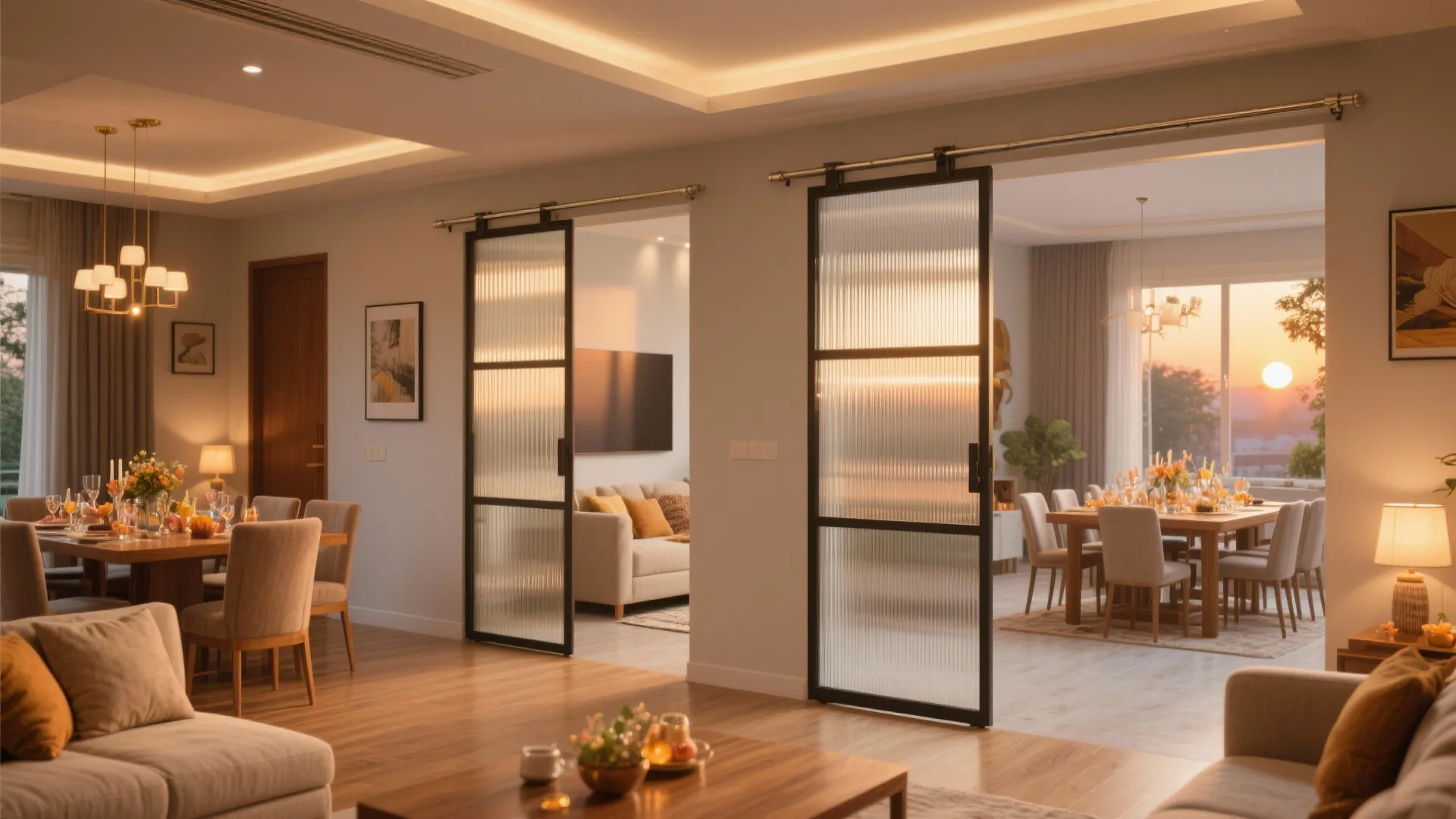 Flexible Living–Dining with Sliding Partitions