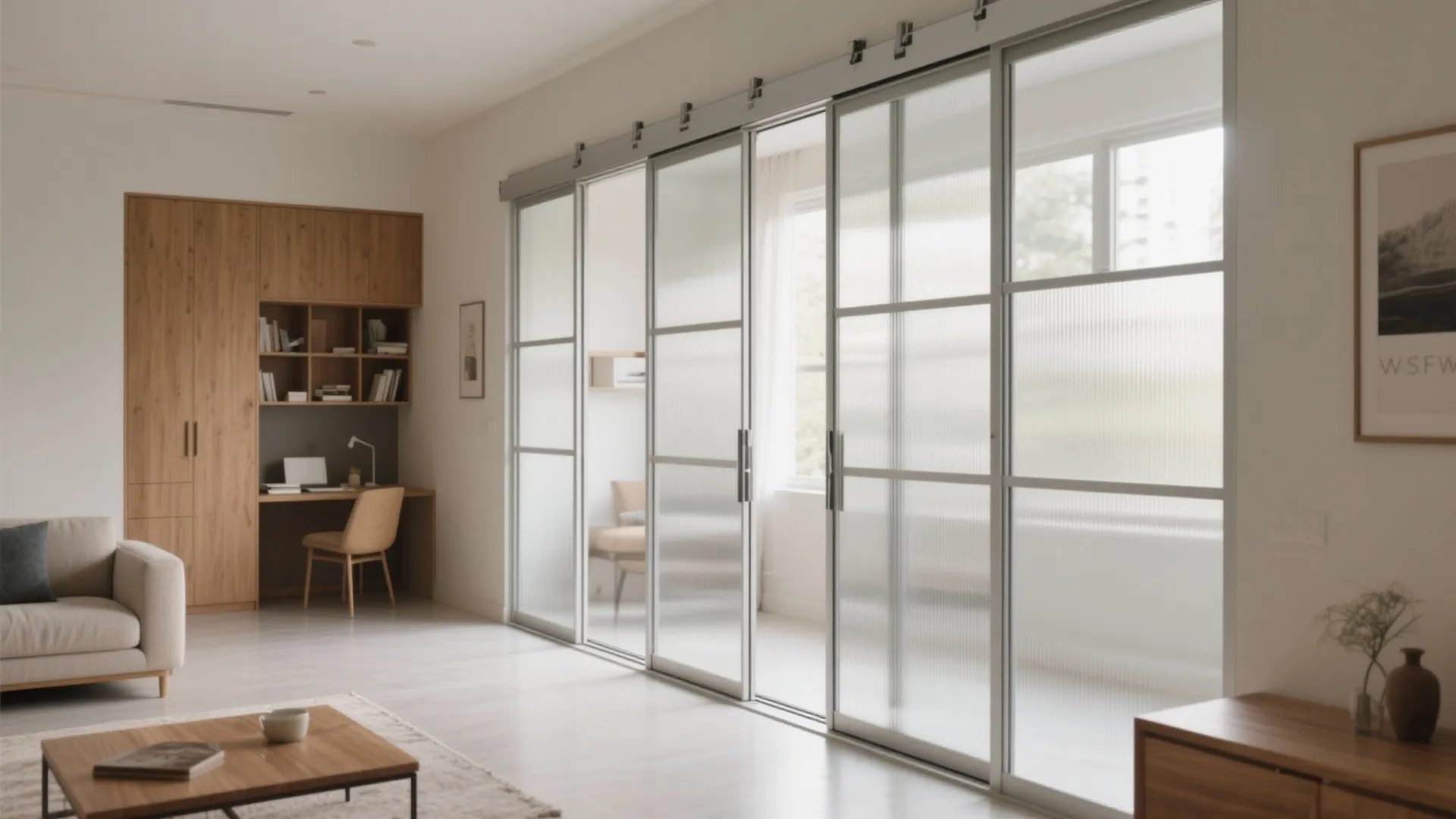 Zoned living with sliding partitions