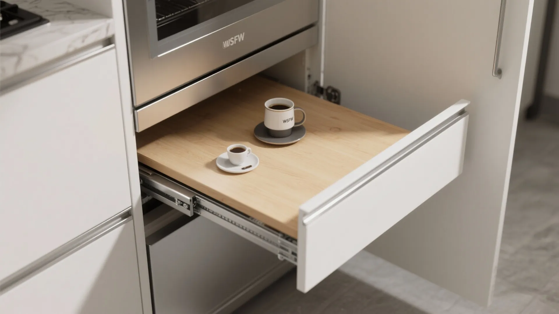 3. Sliding pantry table (pull-out solution)