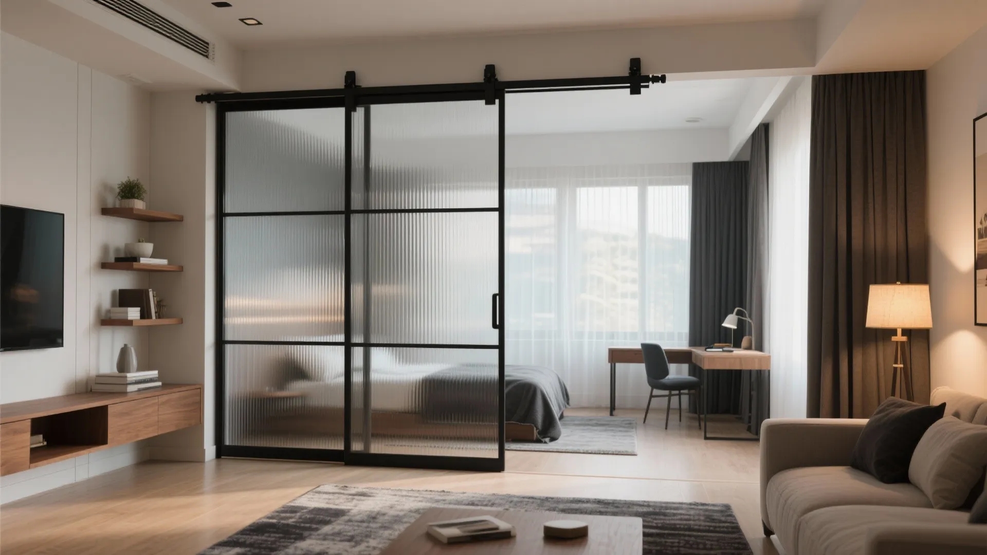 Sliding Glass Partitions for a Flexible Second Bedroom