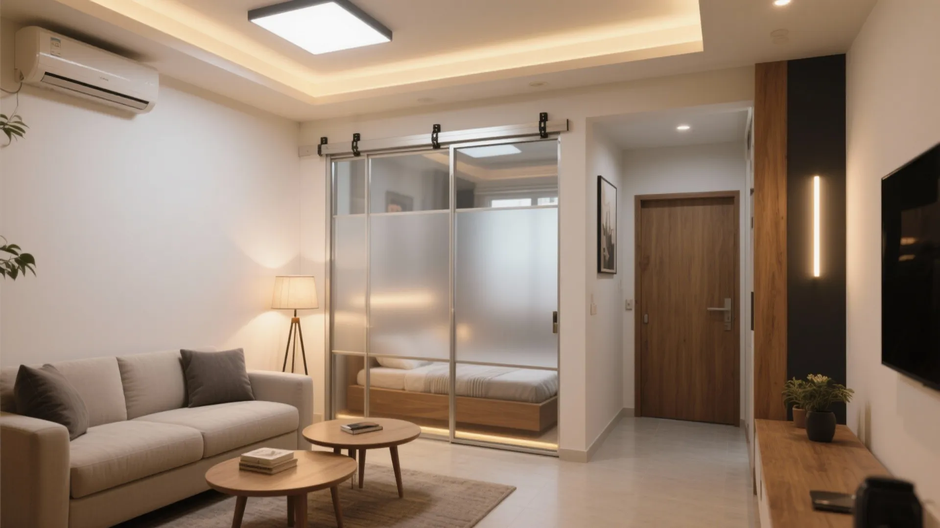 Sliding partitions and multi-use furniture