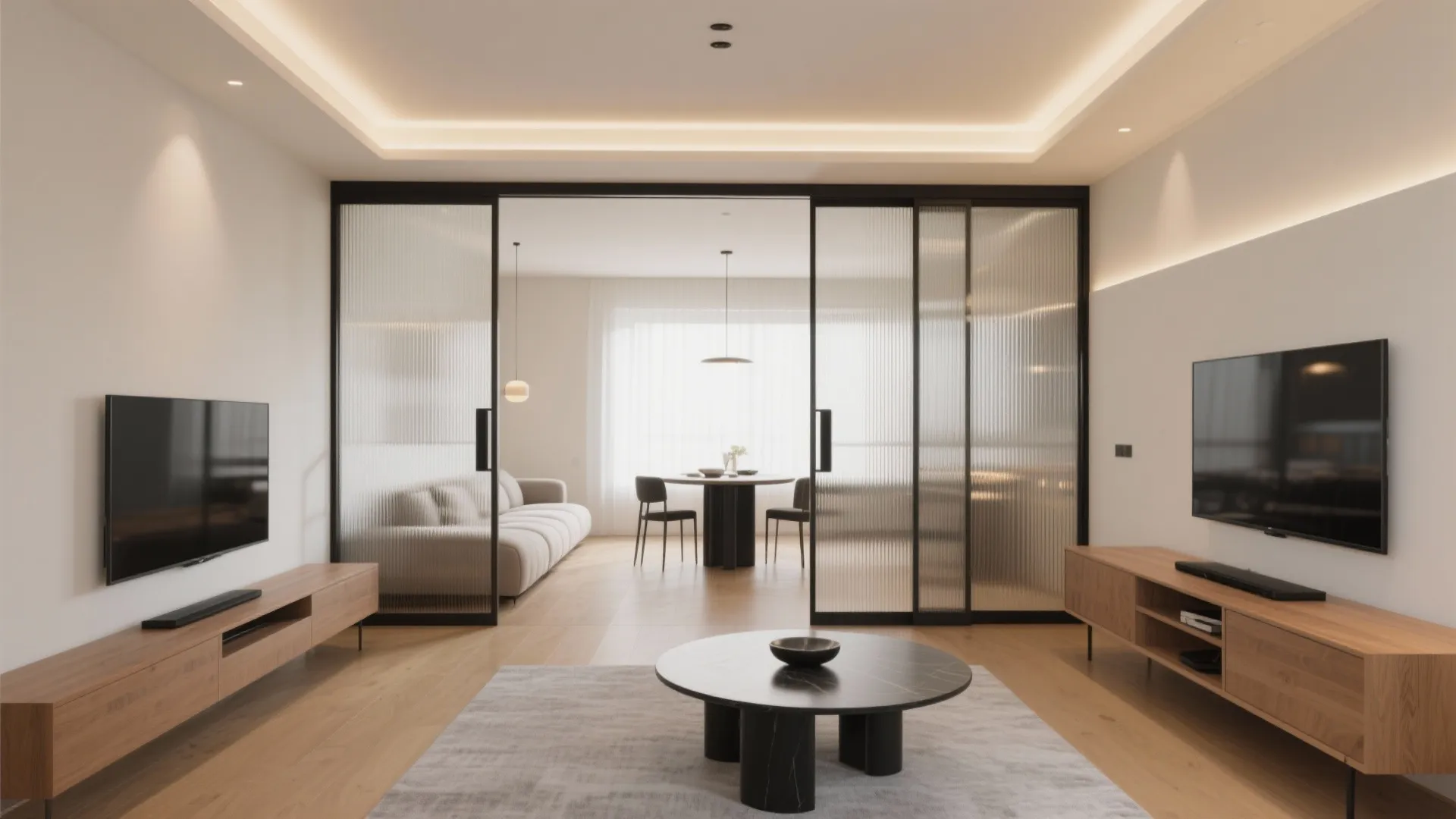 Flexible Living-Dining with Sliding Partitions