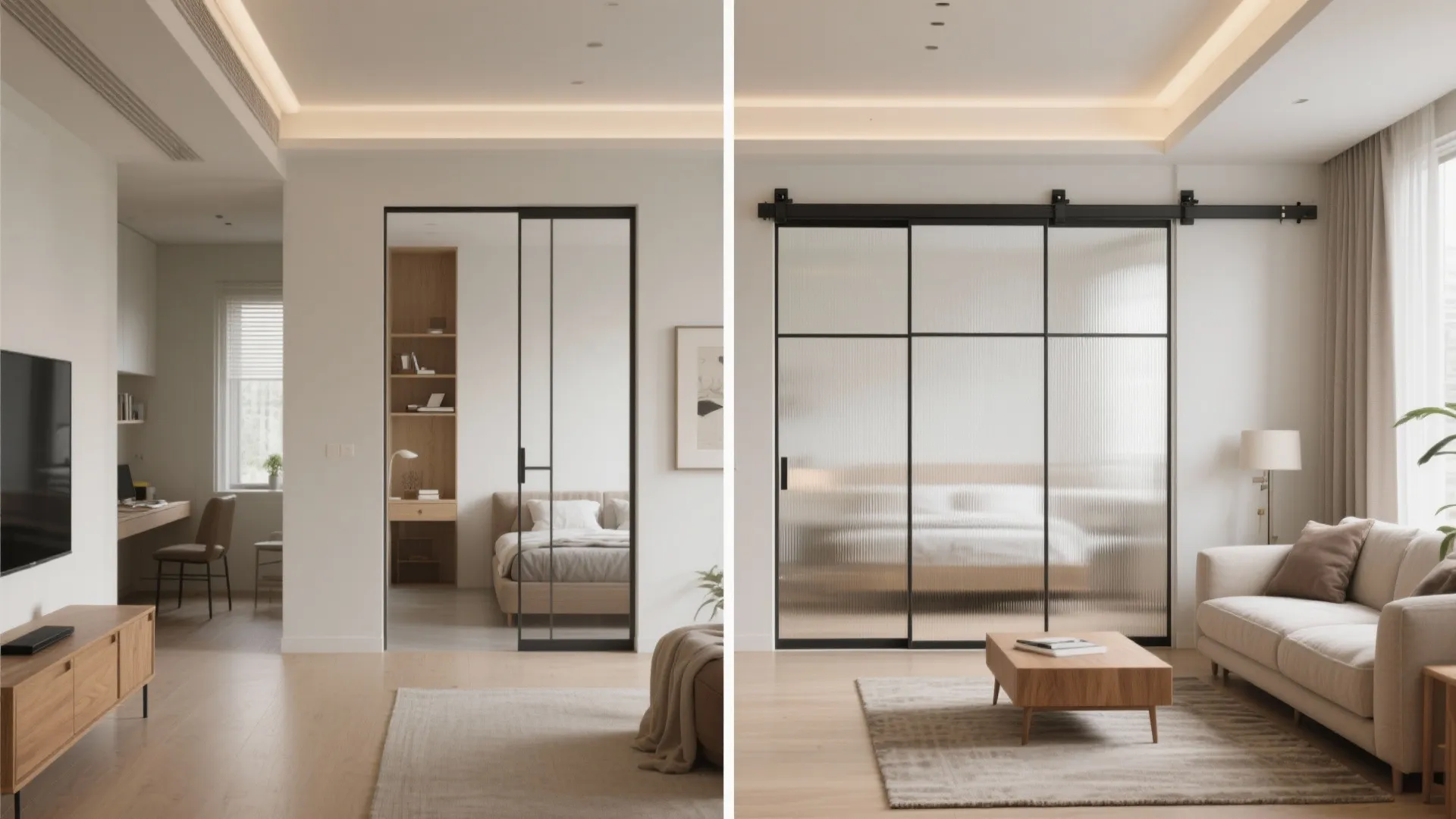 4) Sliding partitions and pocket doors to flex your rooms