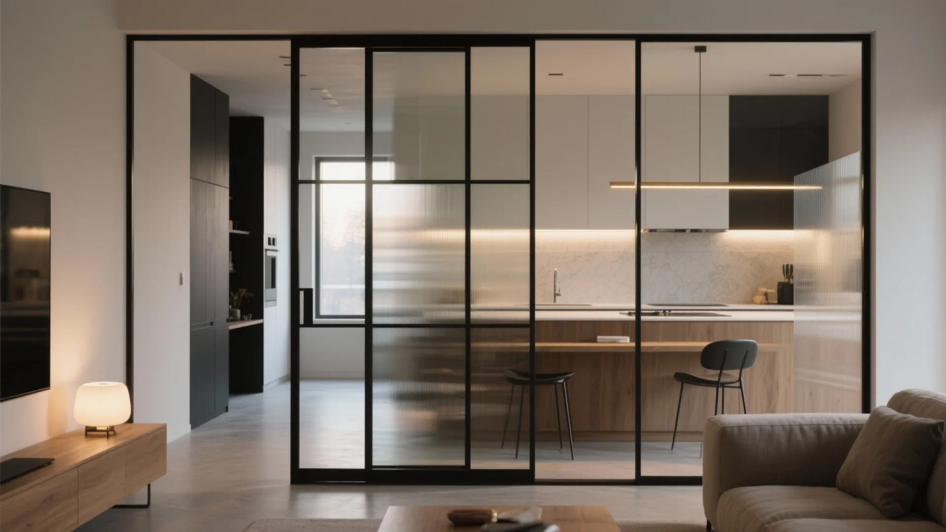 Sliding glass partitions to zone without losing volume