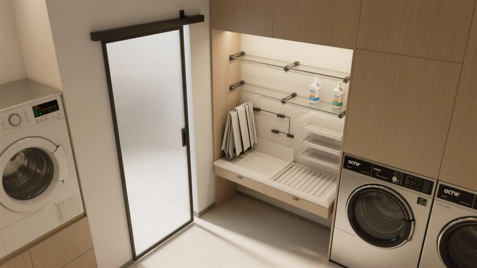 5. Sliding privacy partition and integrated storage