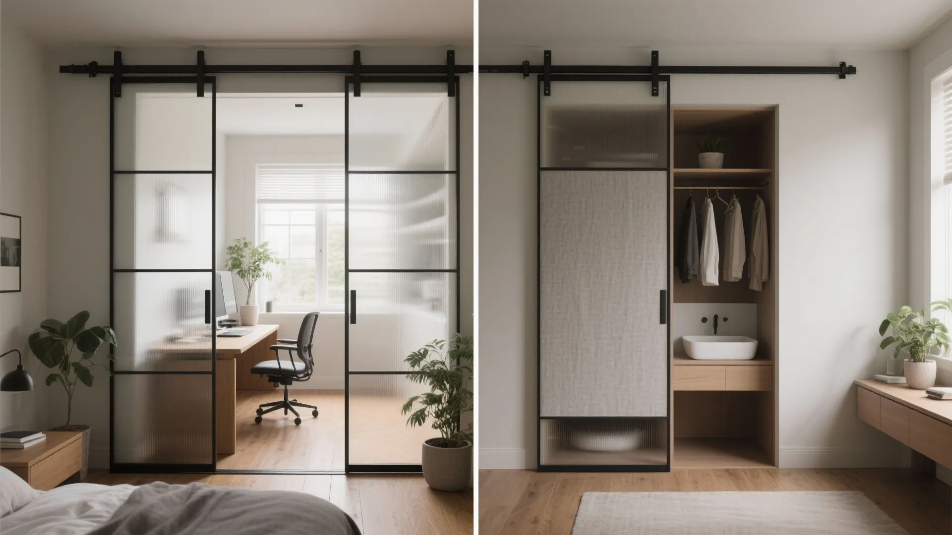 Sliding partitions to flex the third bedroom