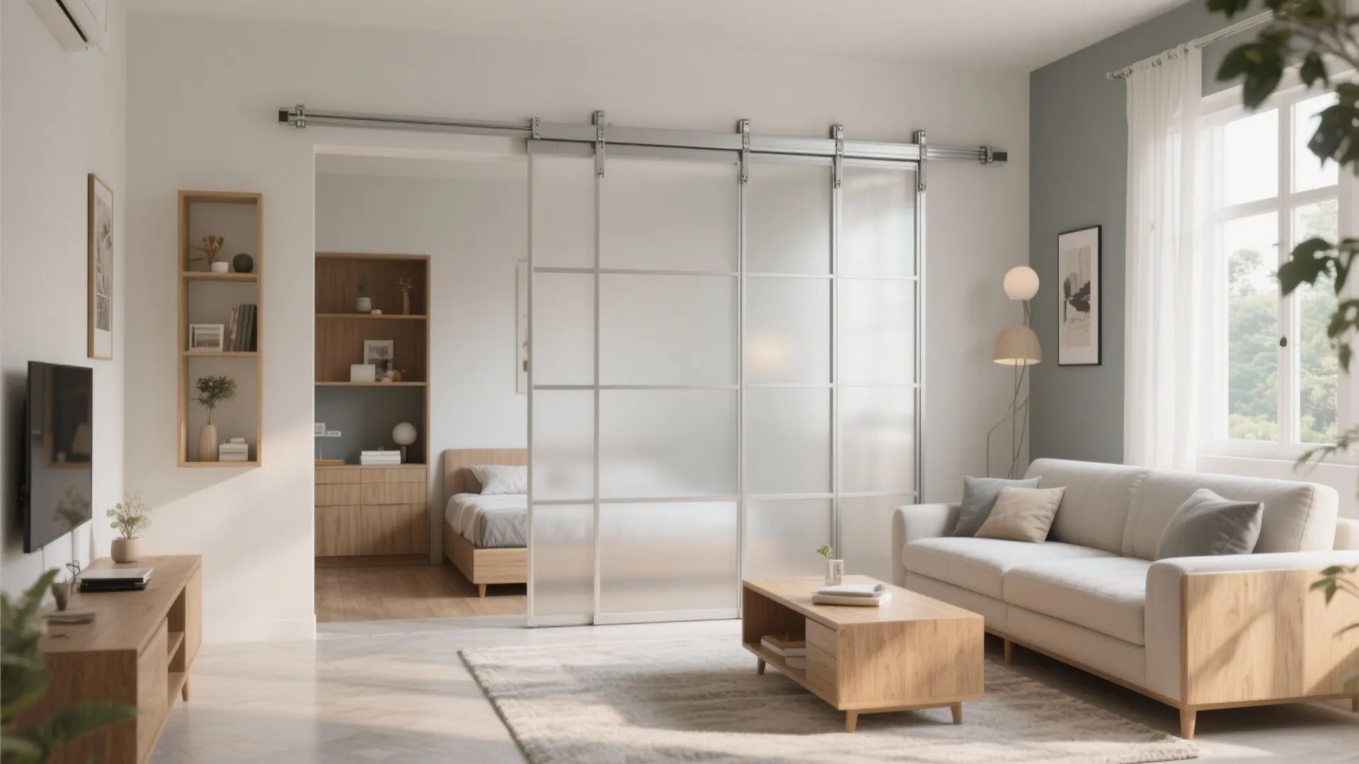 Sliding partitions and multi-functional furniture