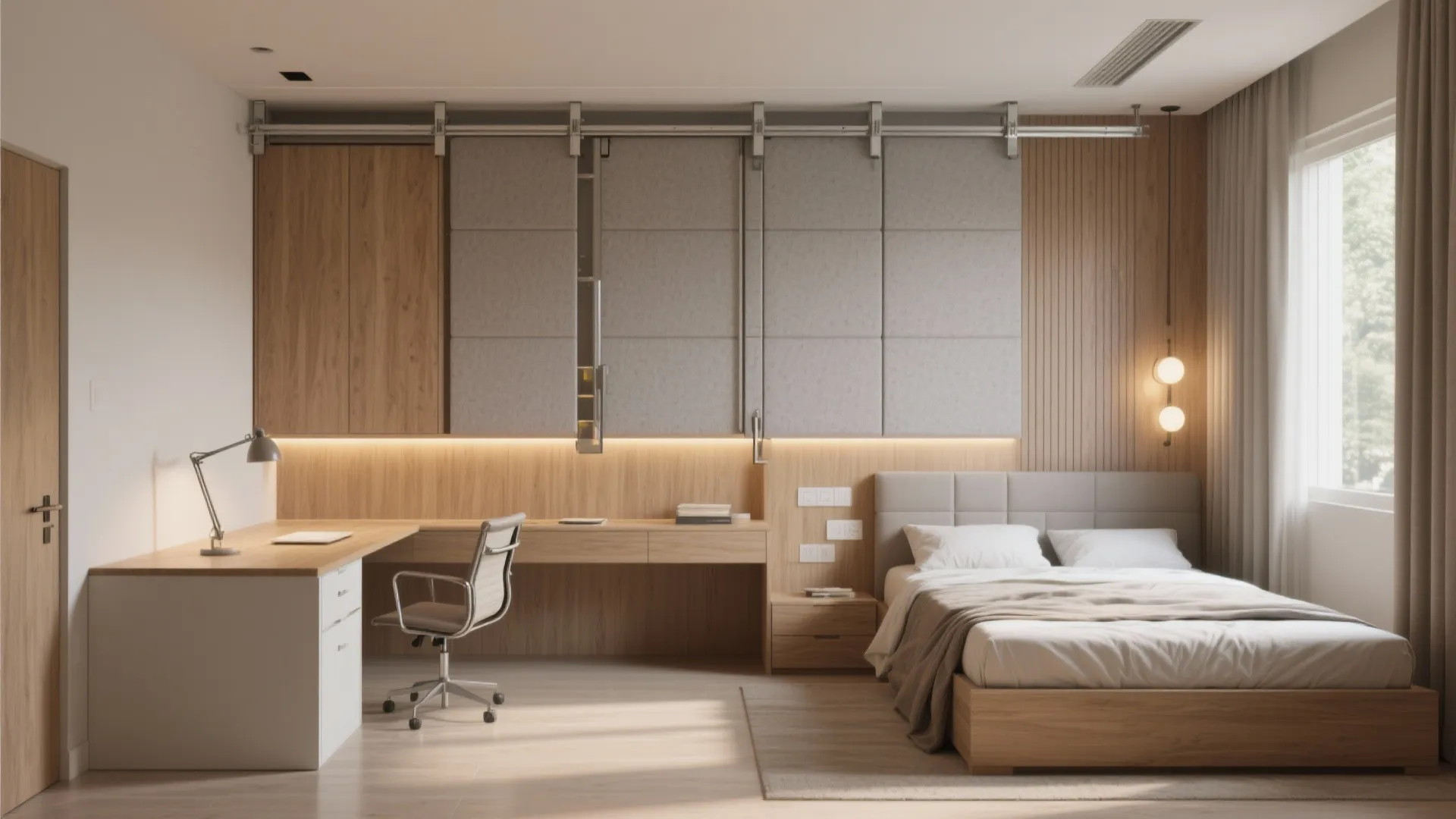 Flexible rooms with sliding partitions