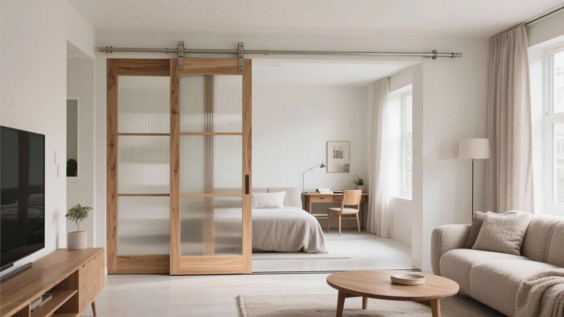 Sliding partitions to flex your living and study/guest room