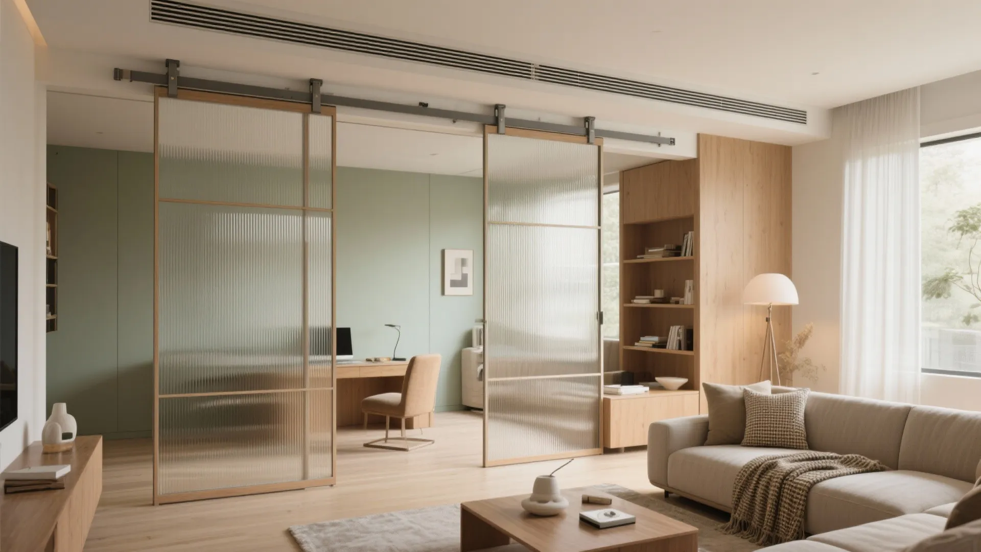 Sliding partitions for flexible rooms