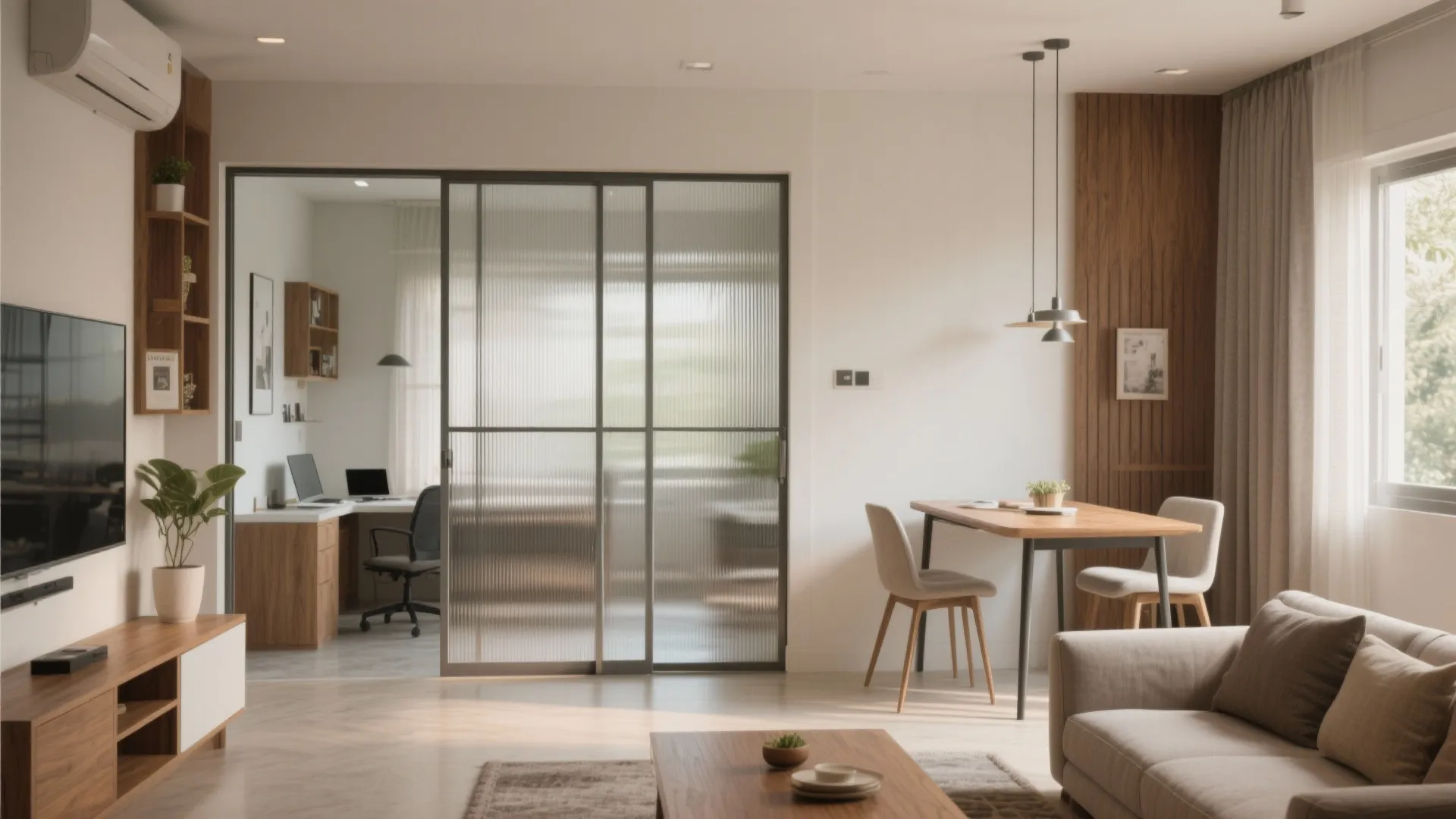 Sliding partitions to flex your living–dining