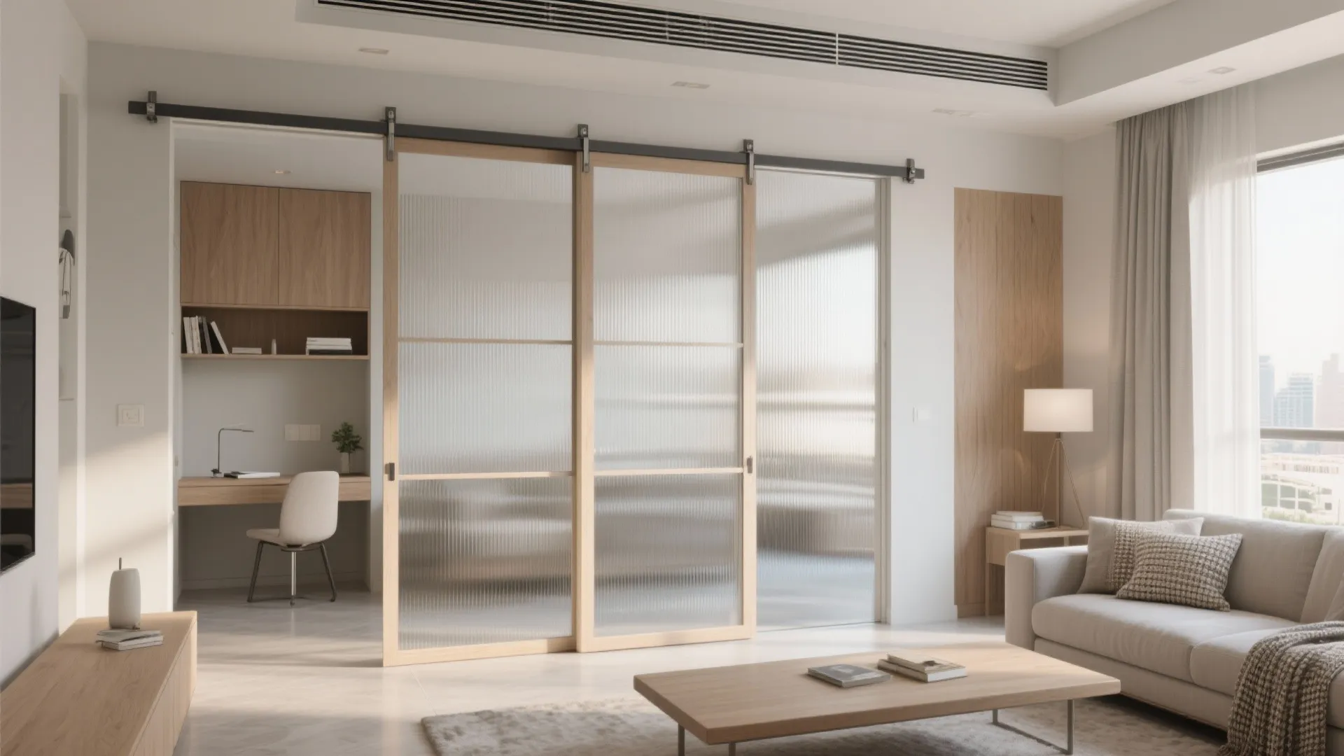 Sliding partitions for flexible open-plan living