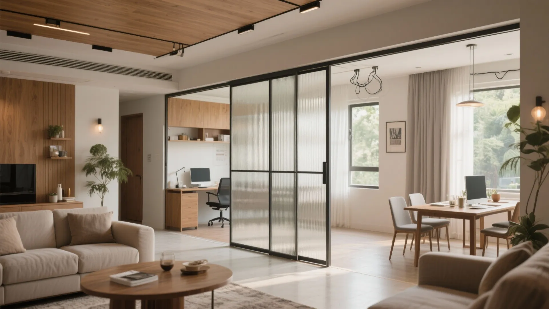 Flexible Living-Dining with Sliding Partitions