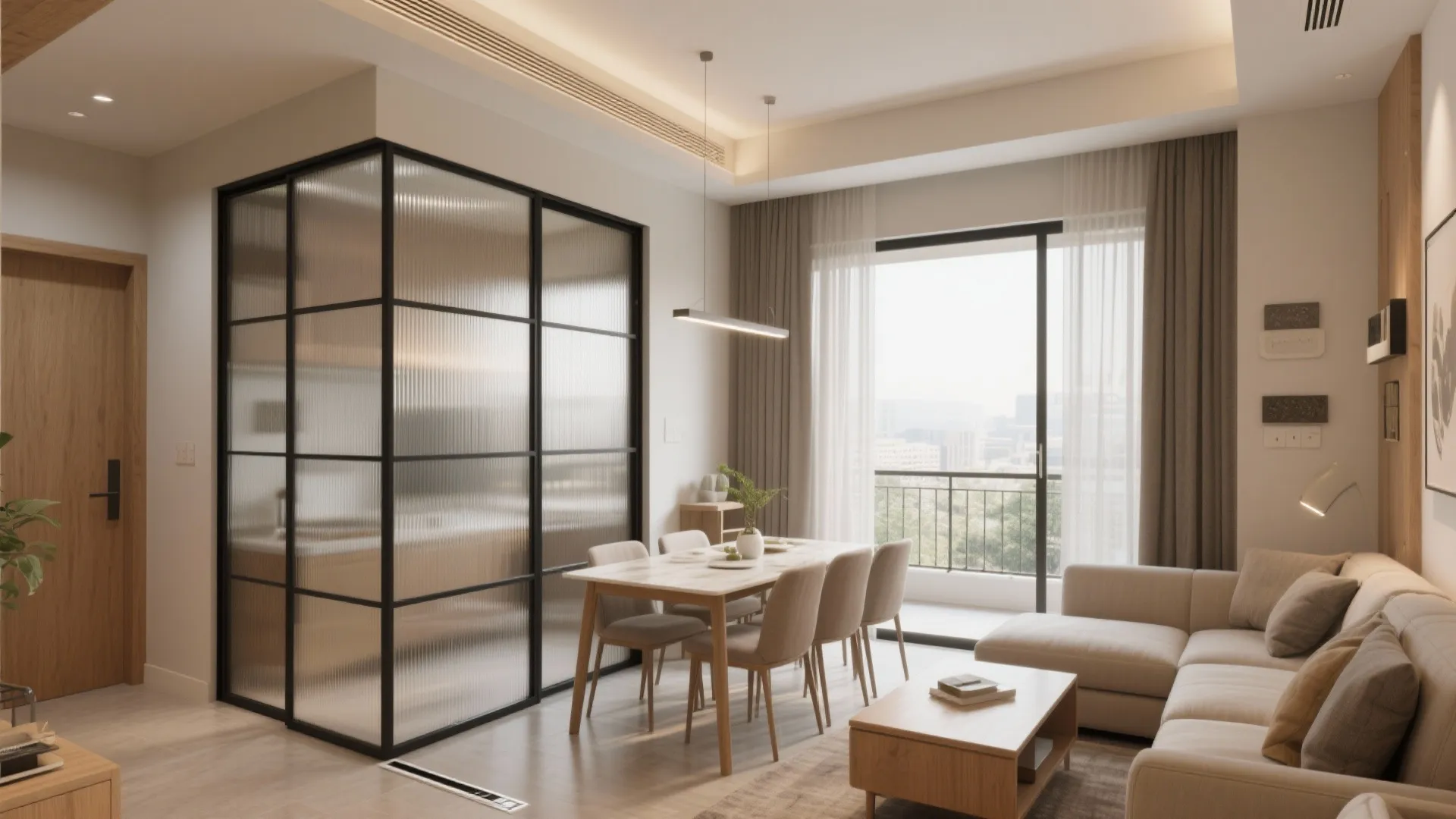 Flexible Living-Dining with Sliding Partitions