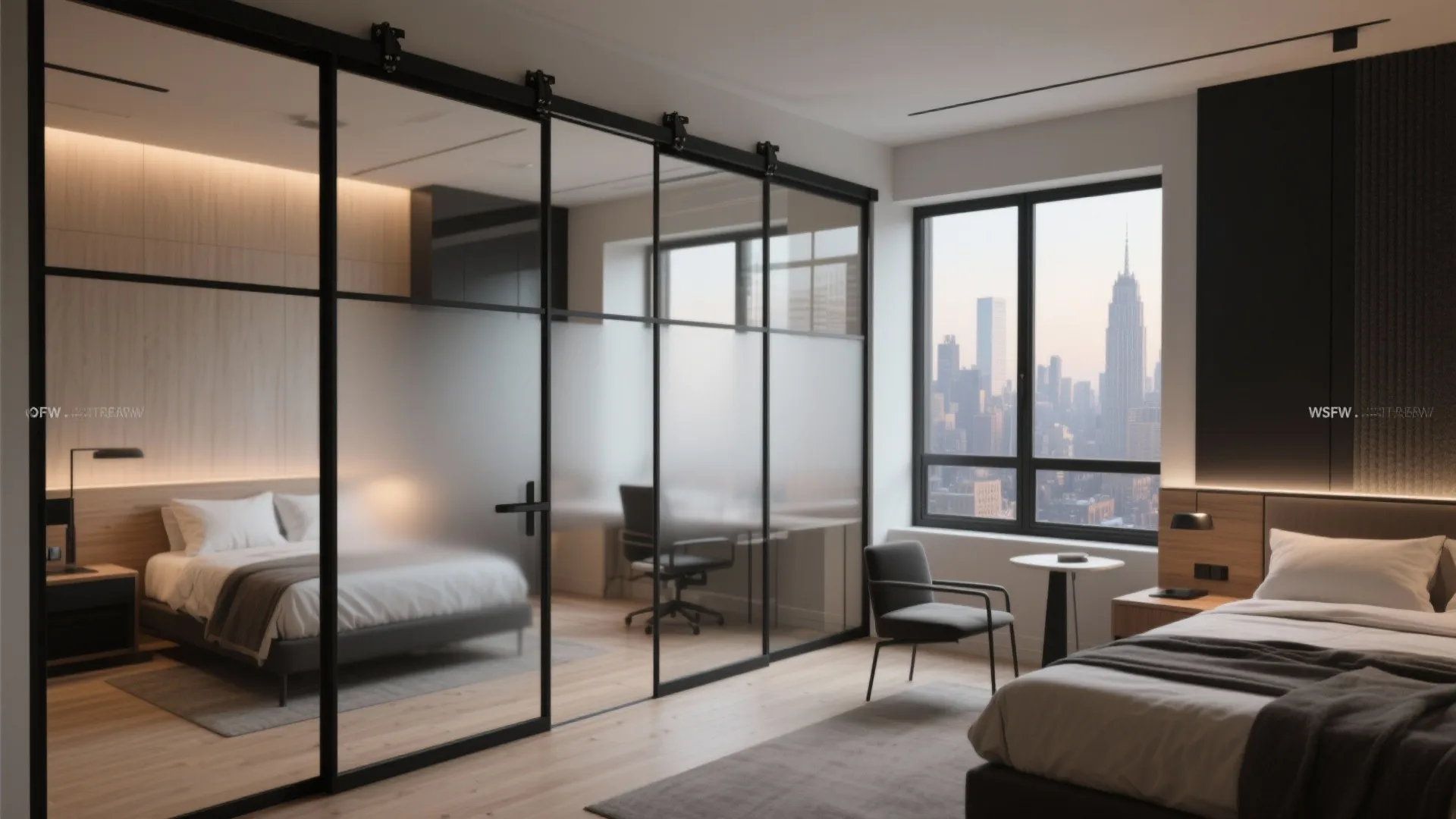 1. Flexible room zoning with sliding partitions