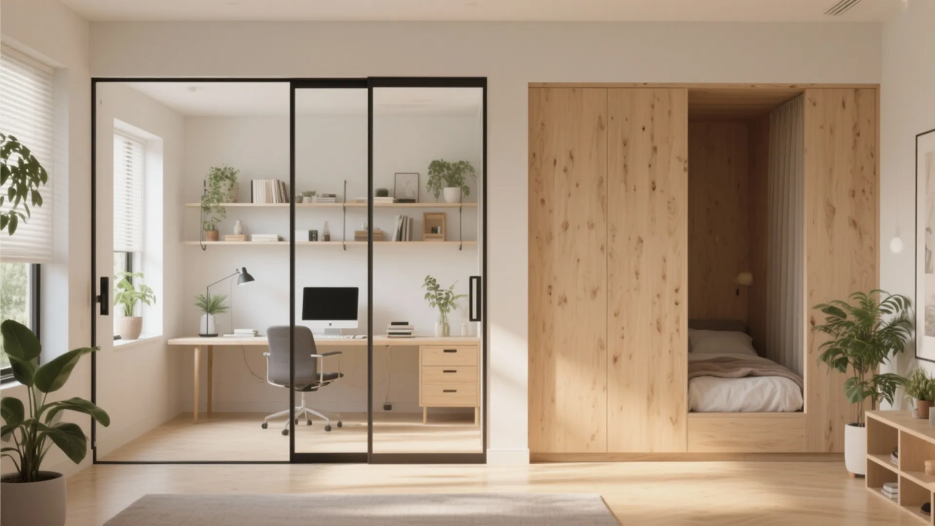 3. Flexible third ‘room’ with sliding partitions