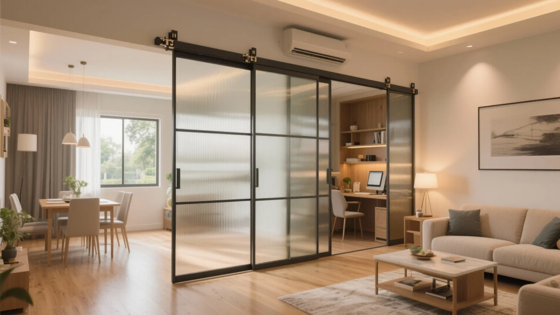 Flexible Living-Dining With Sliding Partitions