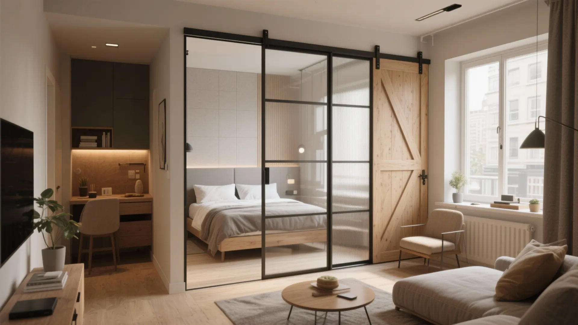 2. Open-Plan with Sliding Partitions