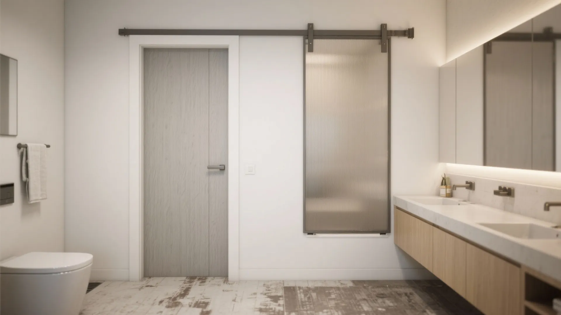 Space-saving sliding fibre door (pocket or barn style)
