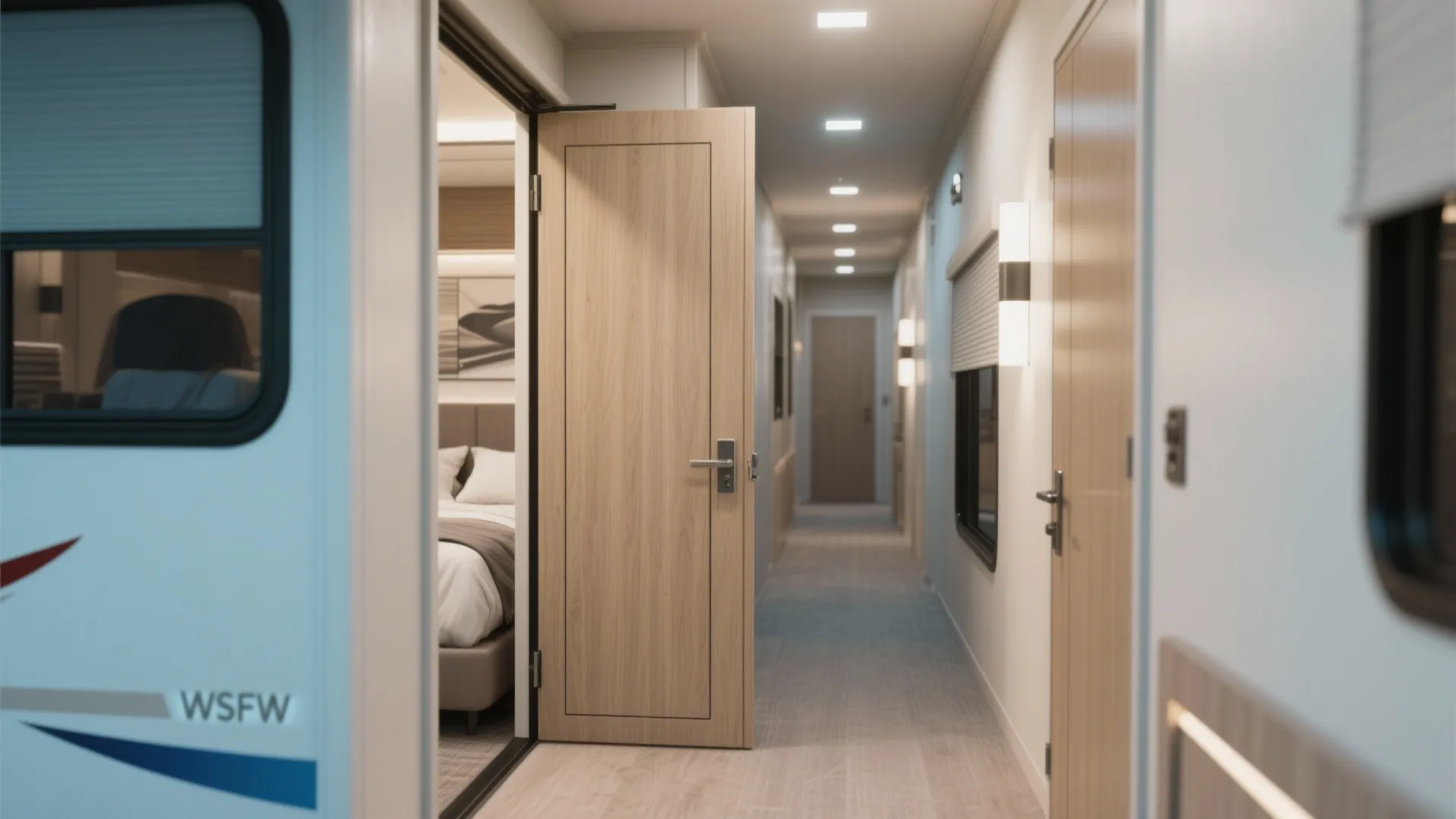 3. Sliding pocket doors for tight corridors