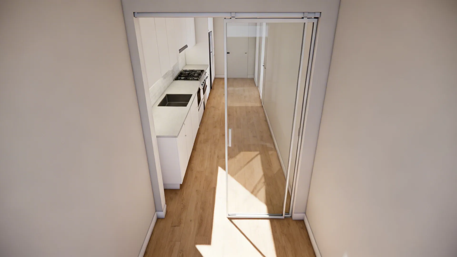 2) Sliding Glass Pocket Doors to Save Aisle Space
