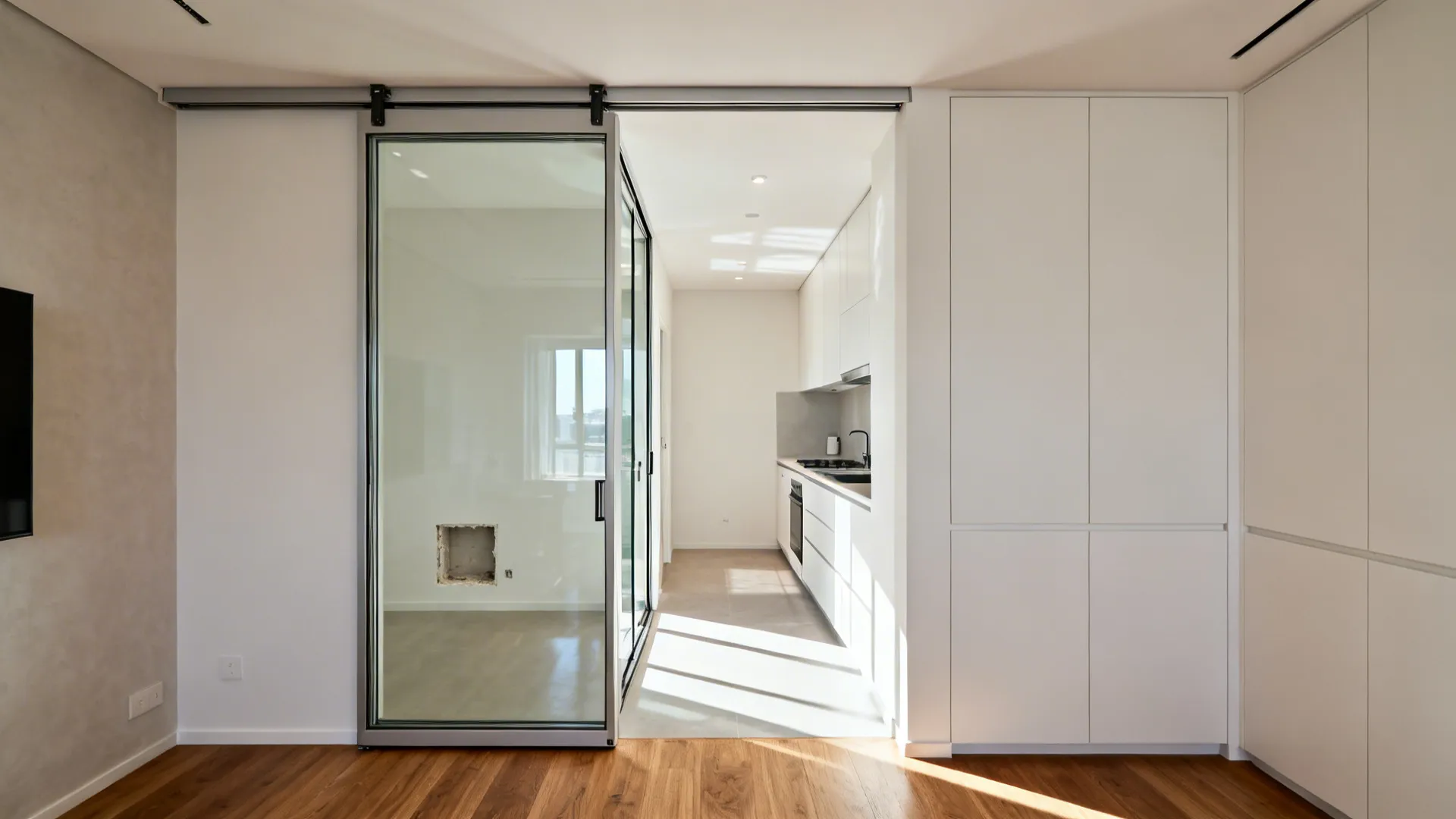 2) Sliding Glass Pocket Doors to Save Aisle Space