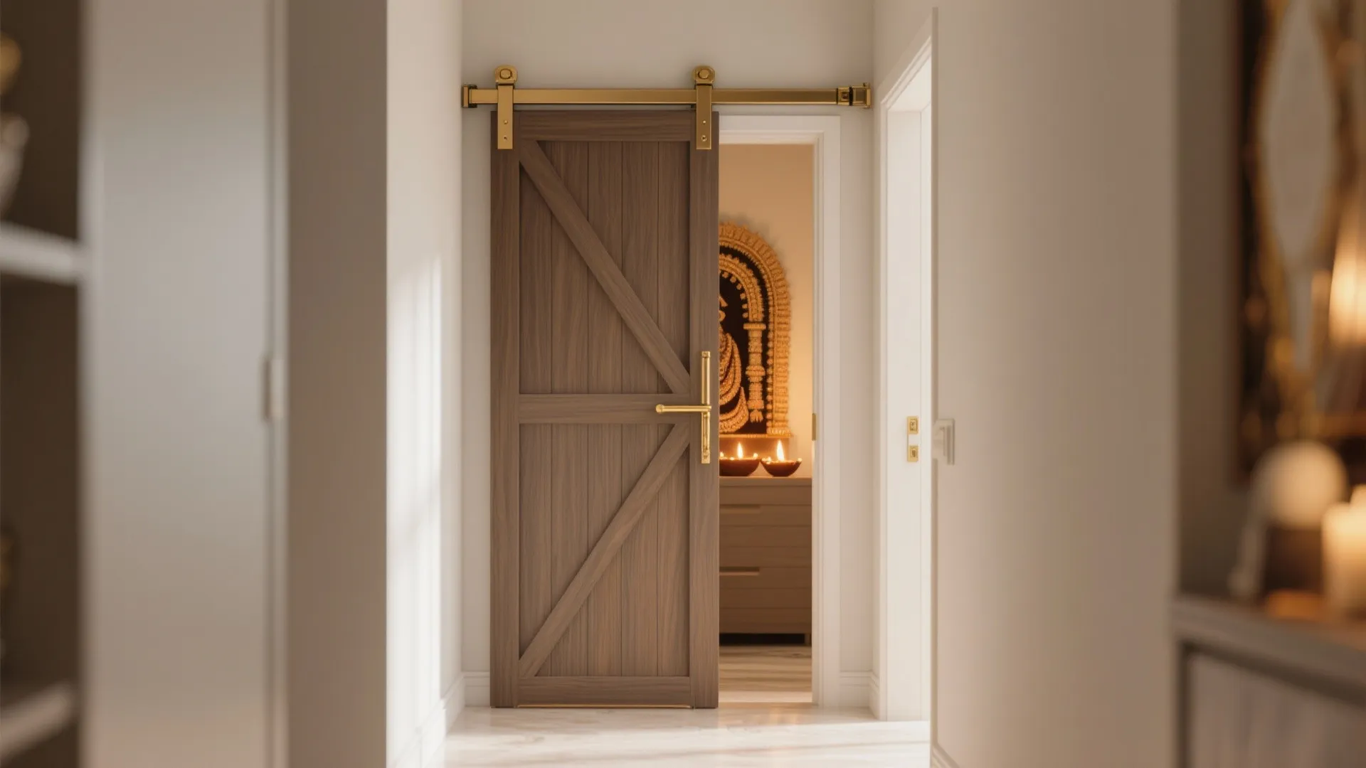 Space-Saving Sliding Pooja Door (₹20,000–₹70,000)