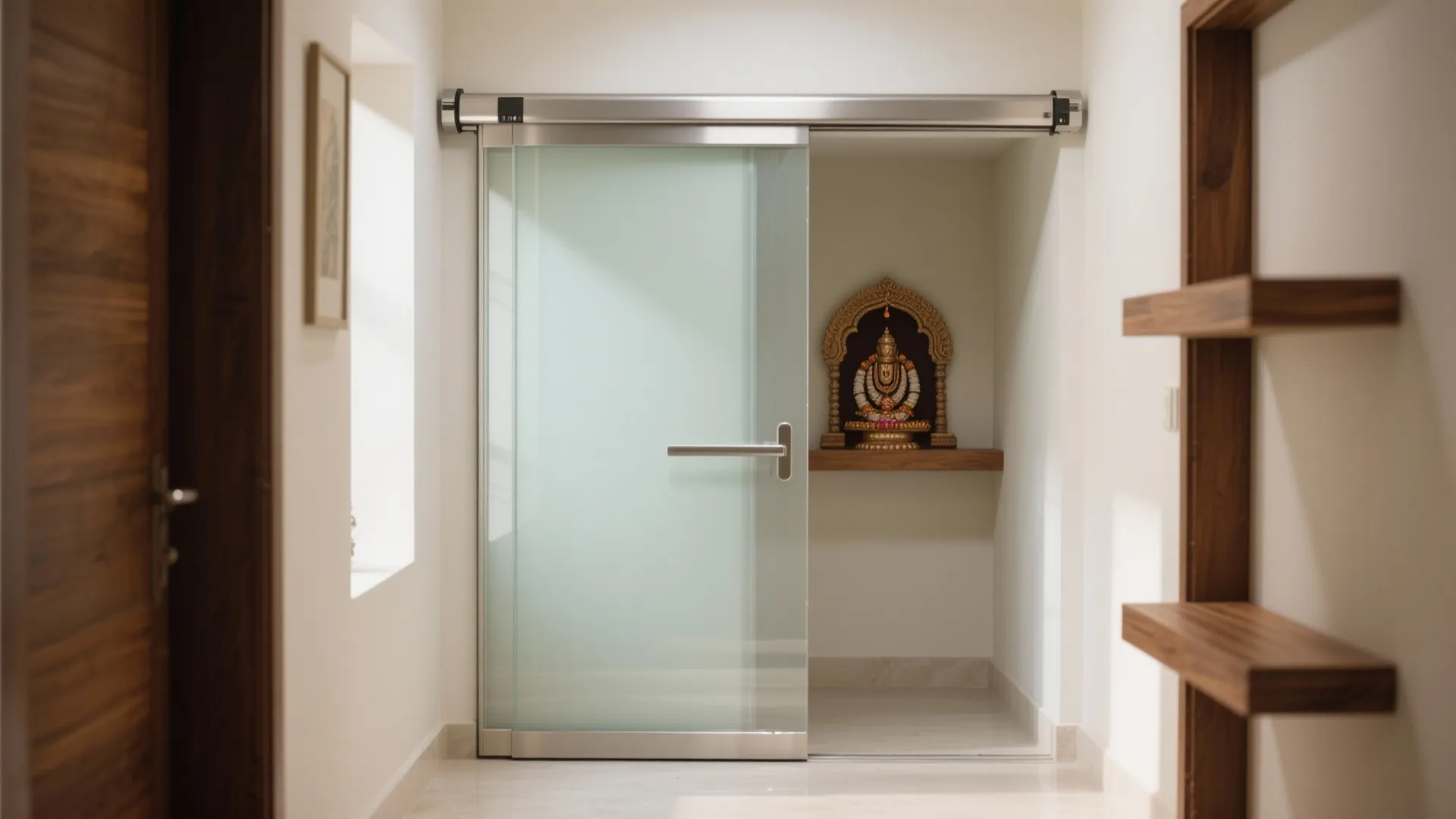 Sliding Glass Panels for Tiny Pooja Nooks
