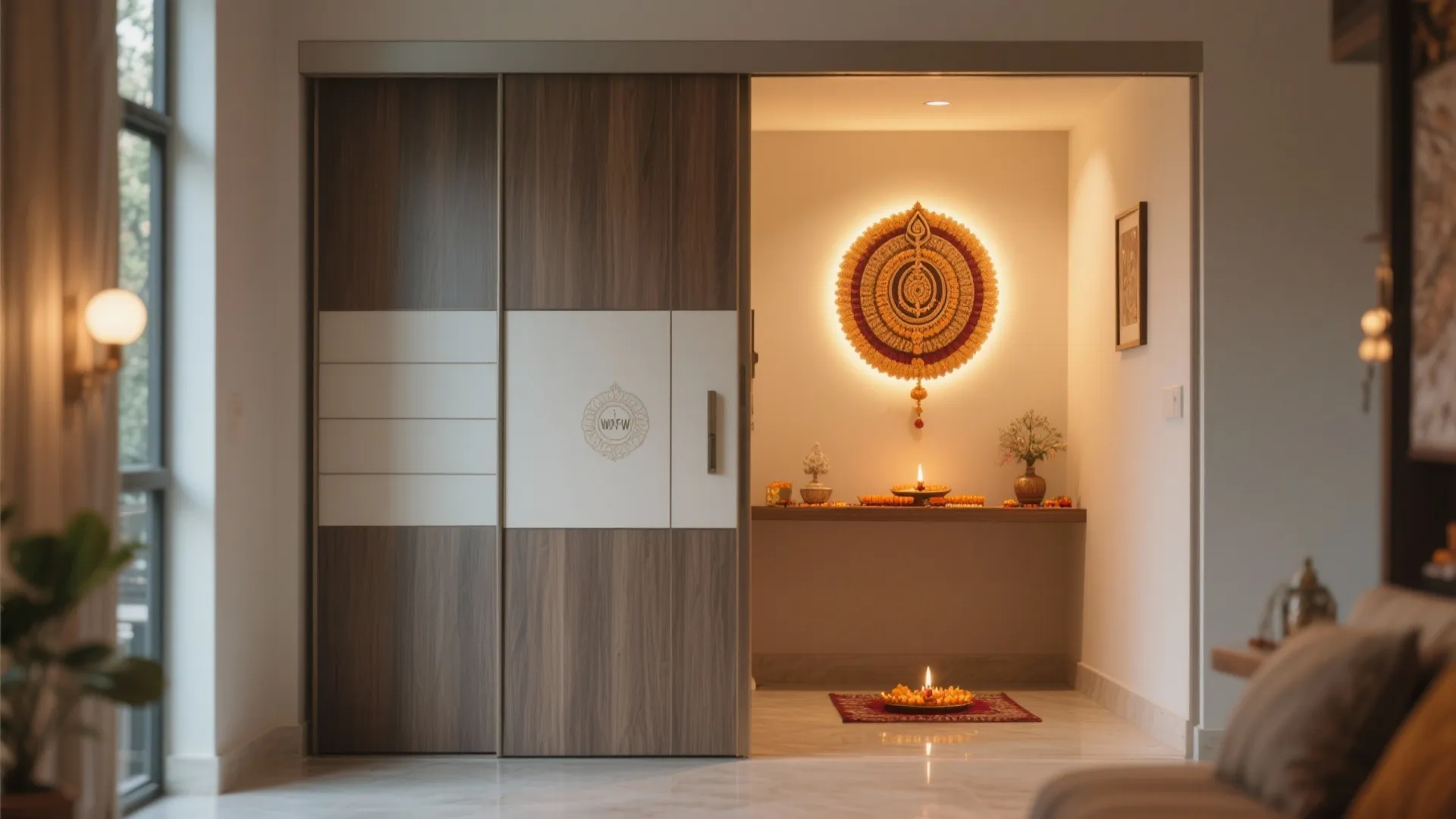 Sliding pooja room doors