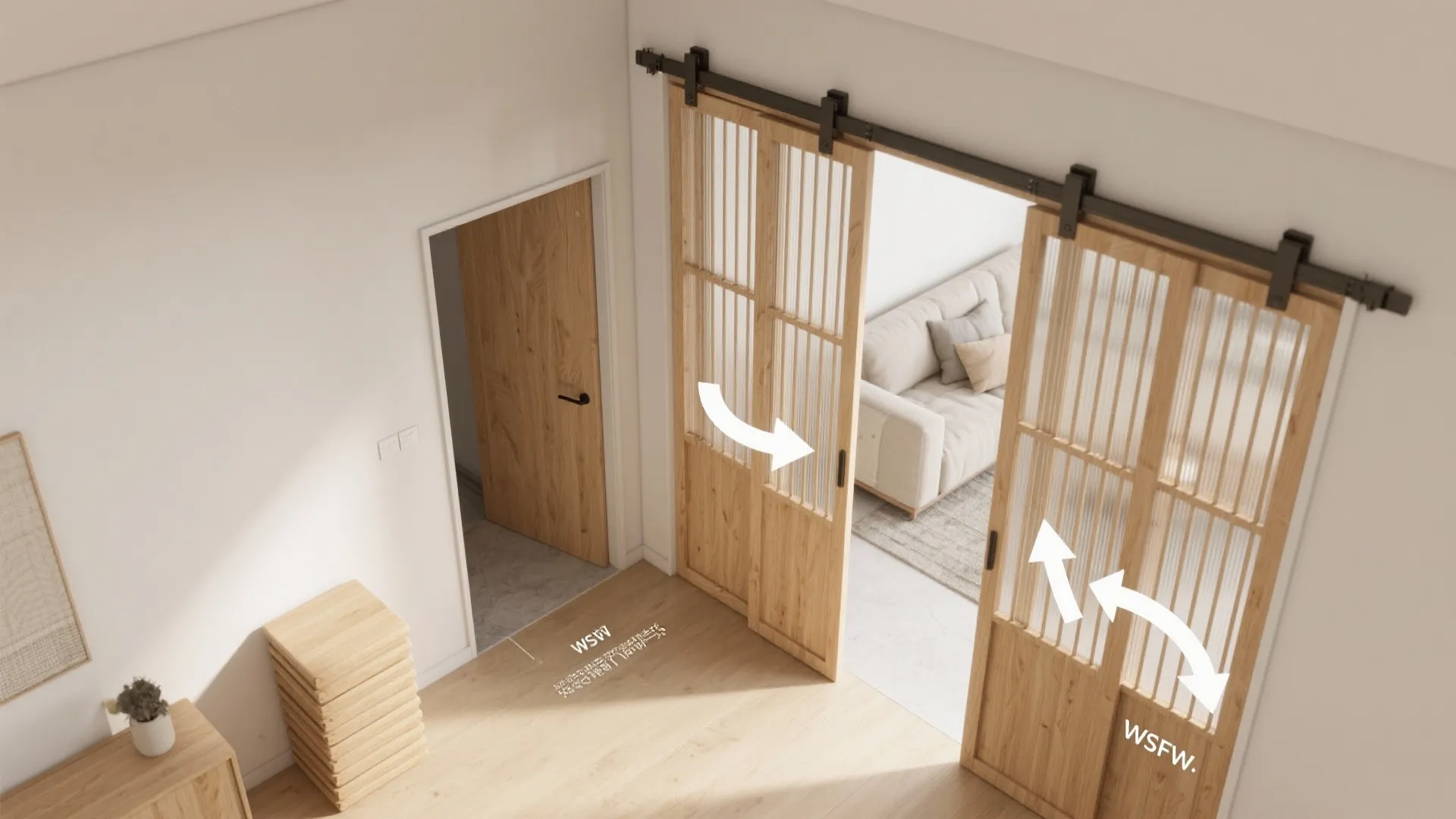 4) Sliding Wood Screens for Flexible Zoning