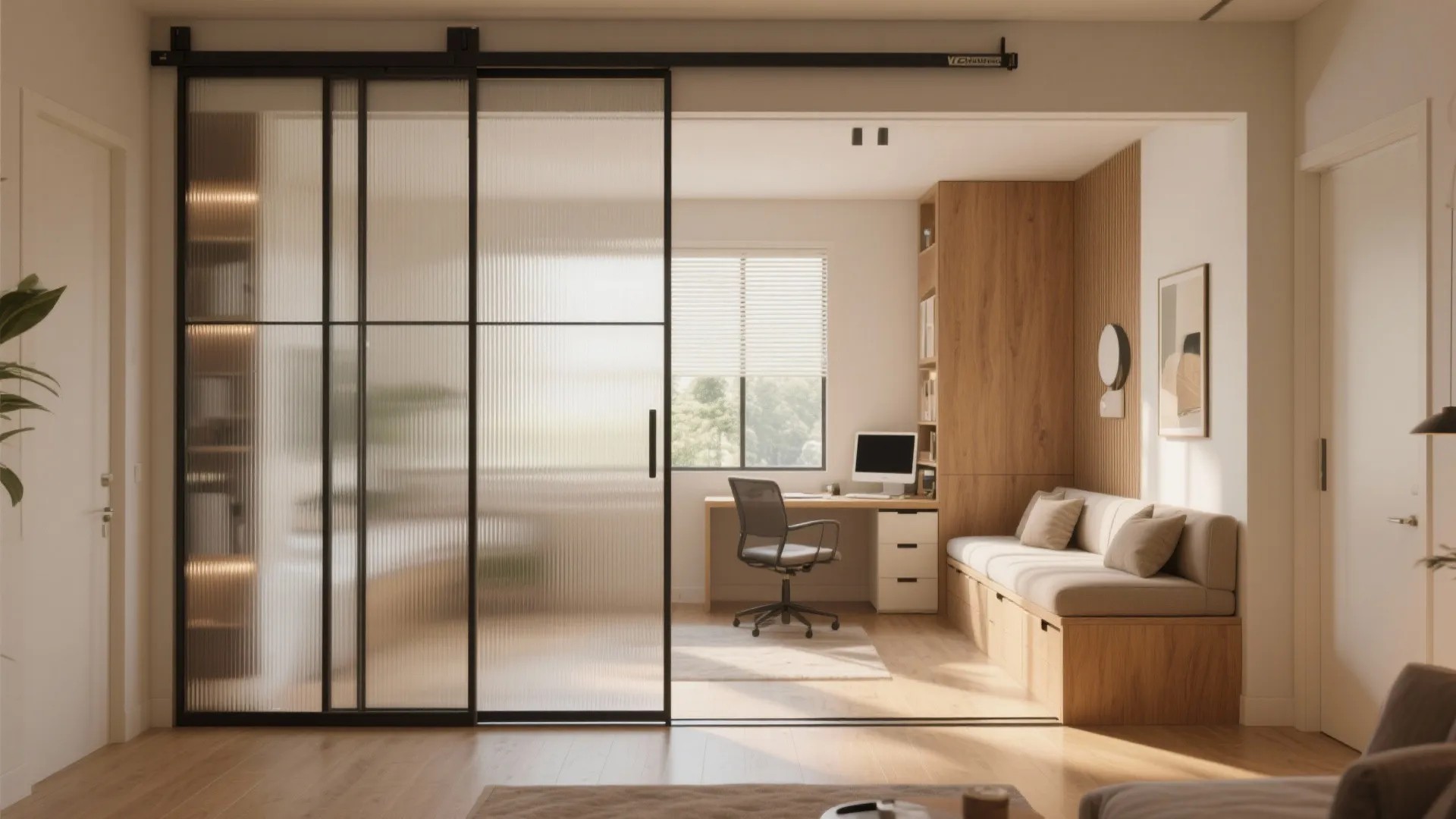 Sliding partitions for a flexible third bedroom or home office