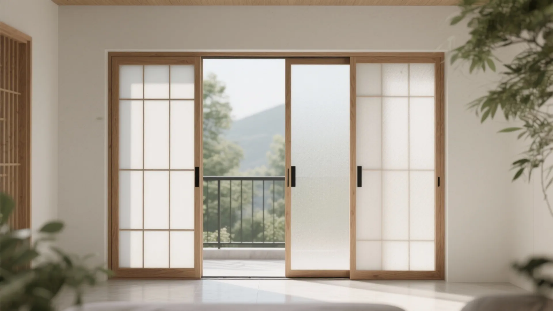 Inspiration 3: Sliding wood-and-glass panels (a gentle shoji vibe)