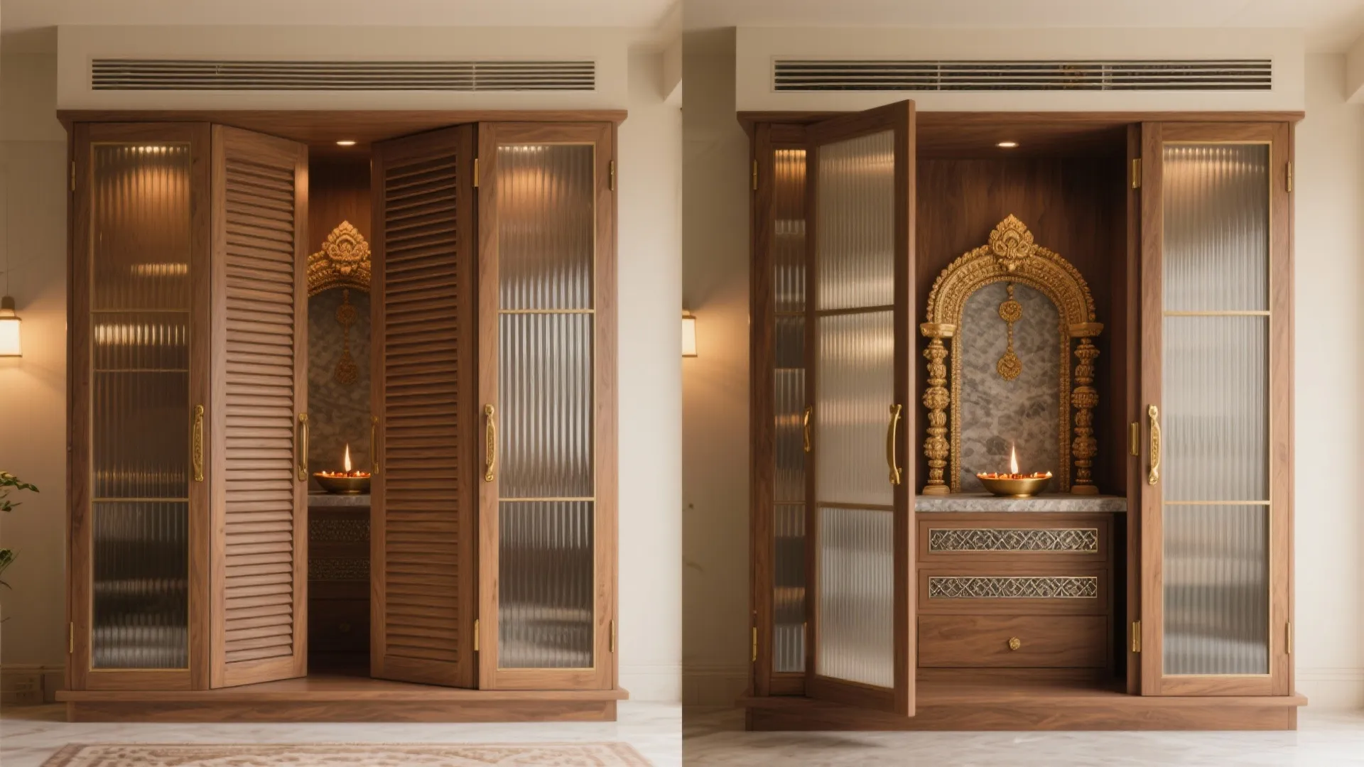 Sliding Shutter Mandir (Concealed When Not in Use)