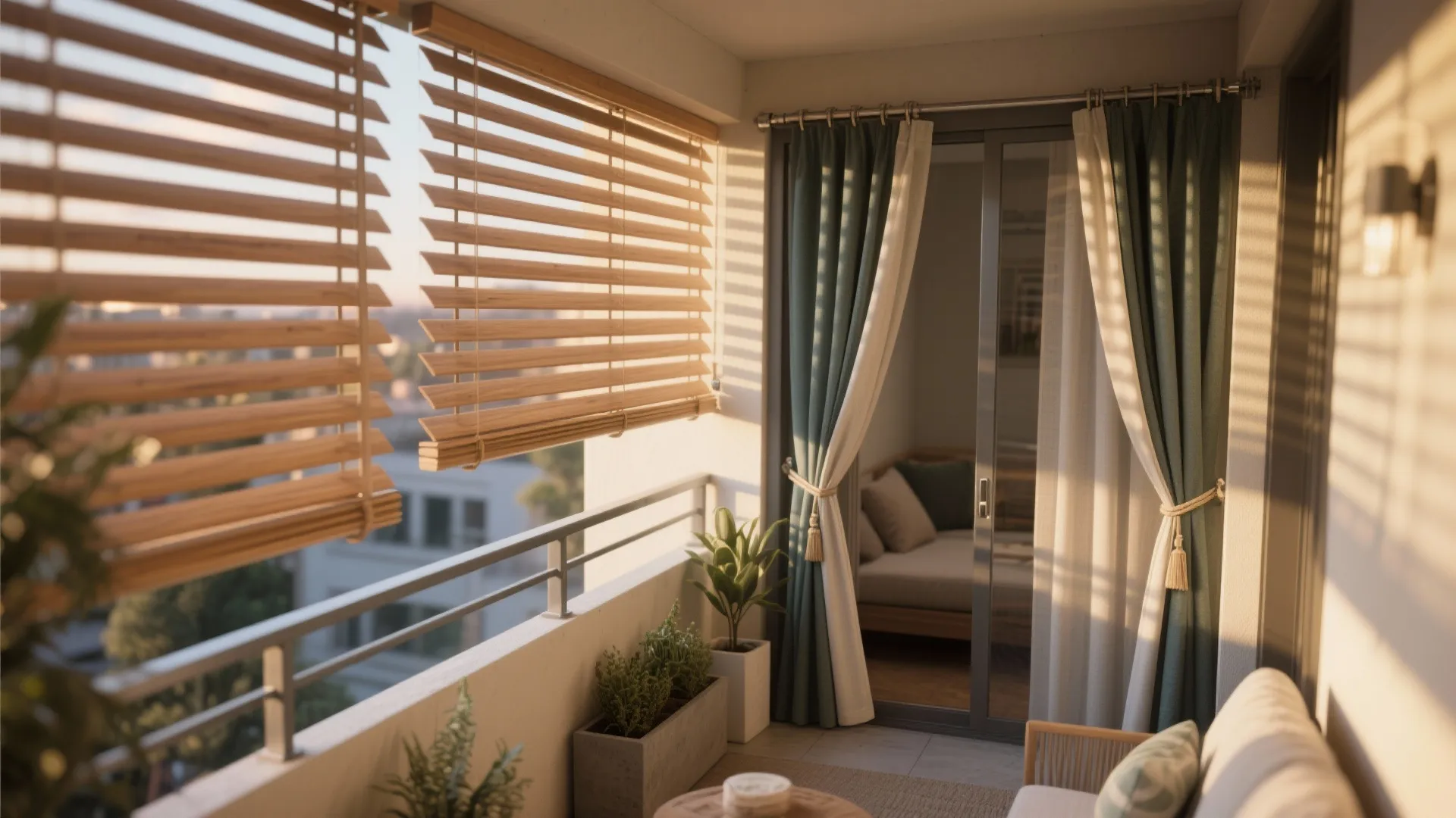 Adjustable Privacy: Sliding Slats and Outdoor Curtains