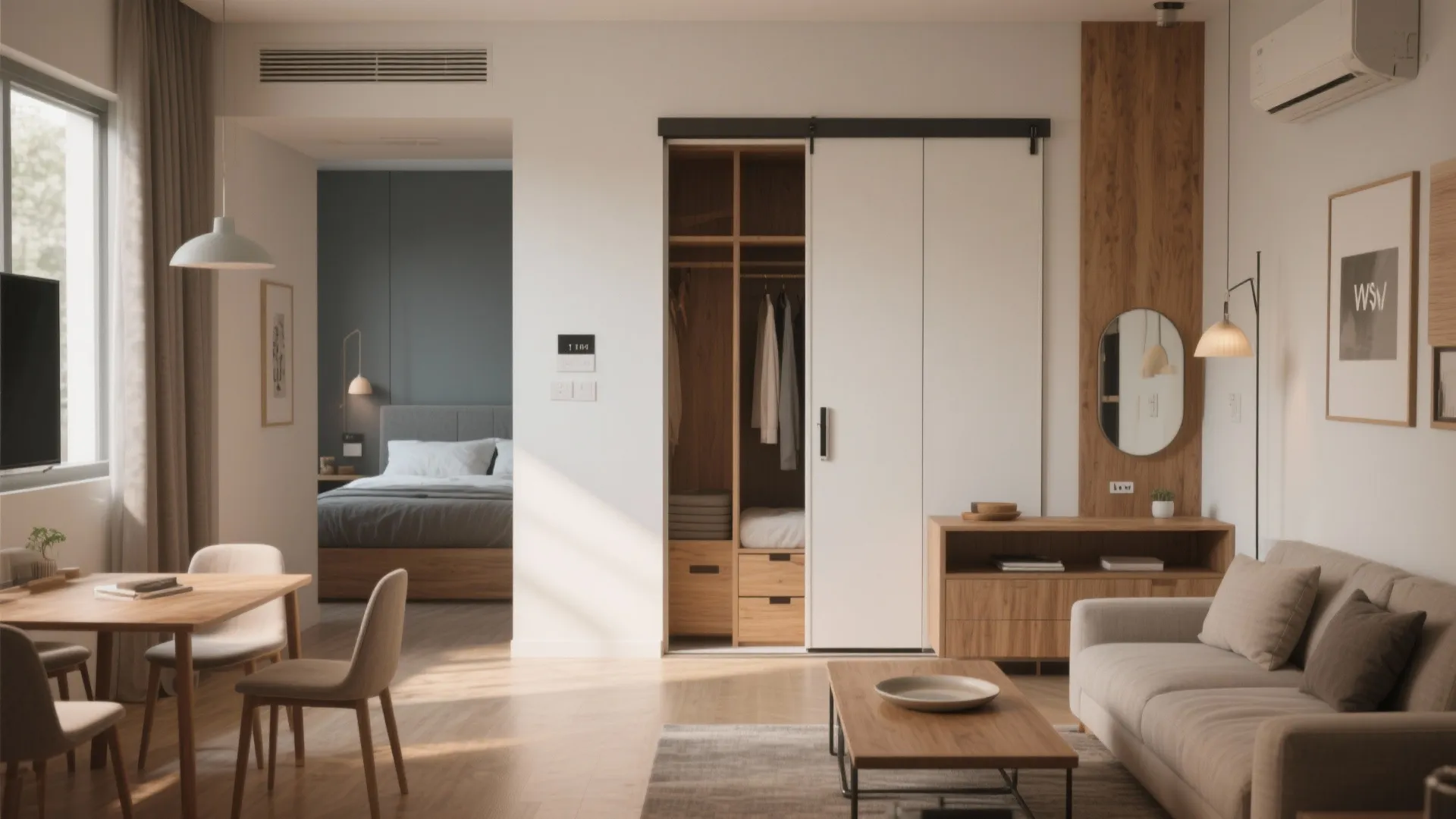 Sliding Doors and Multi-Use Furniture to Stretch Every Square Foot