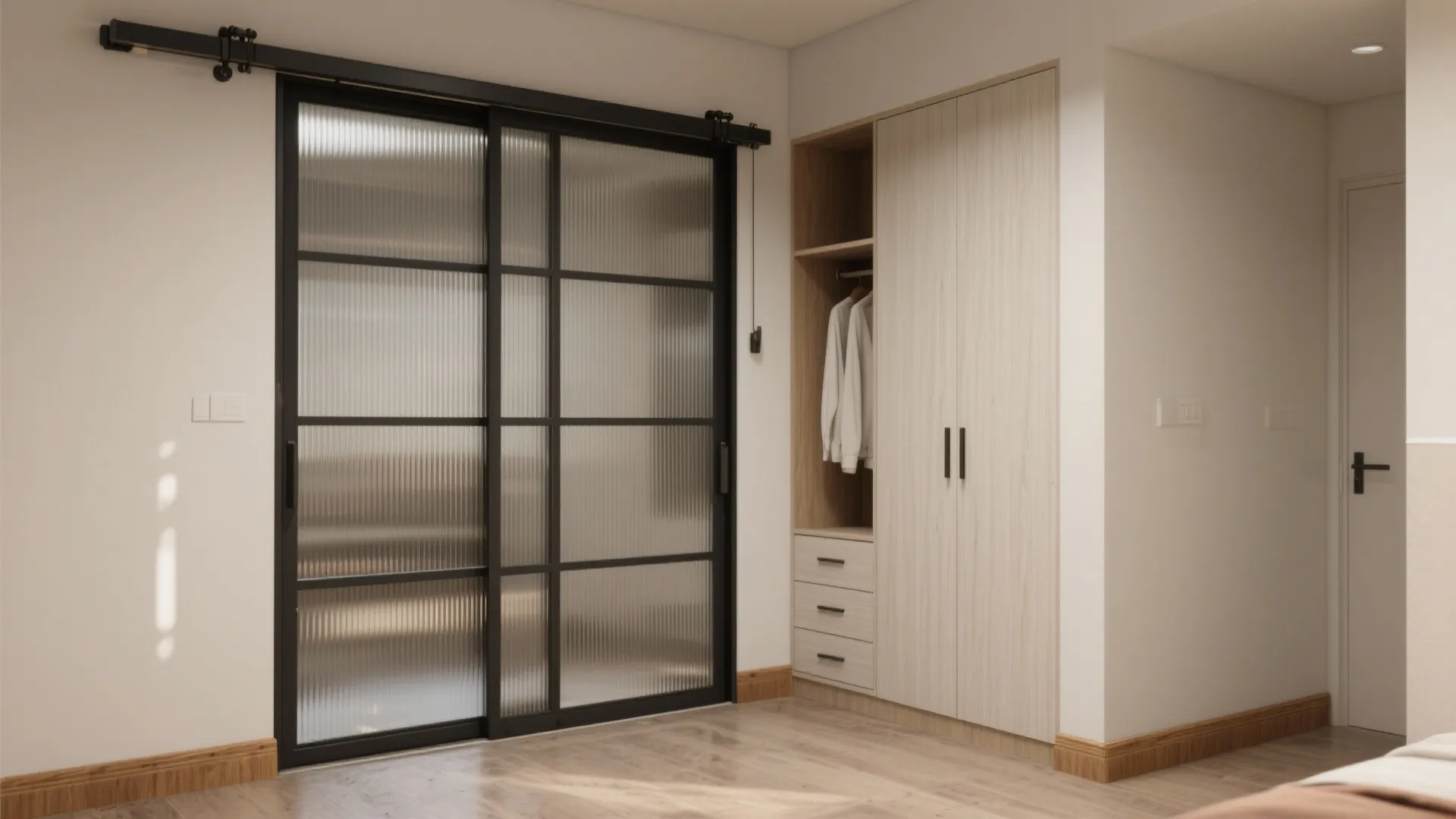 2) Sliding partitions and built-in storage that disappear