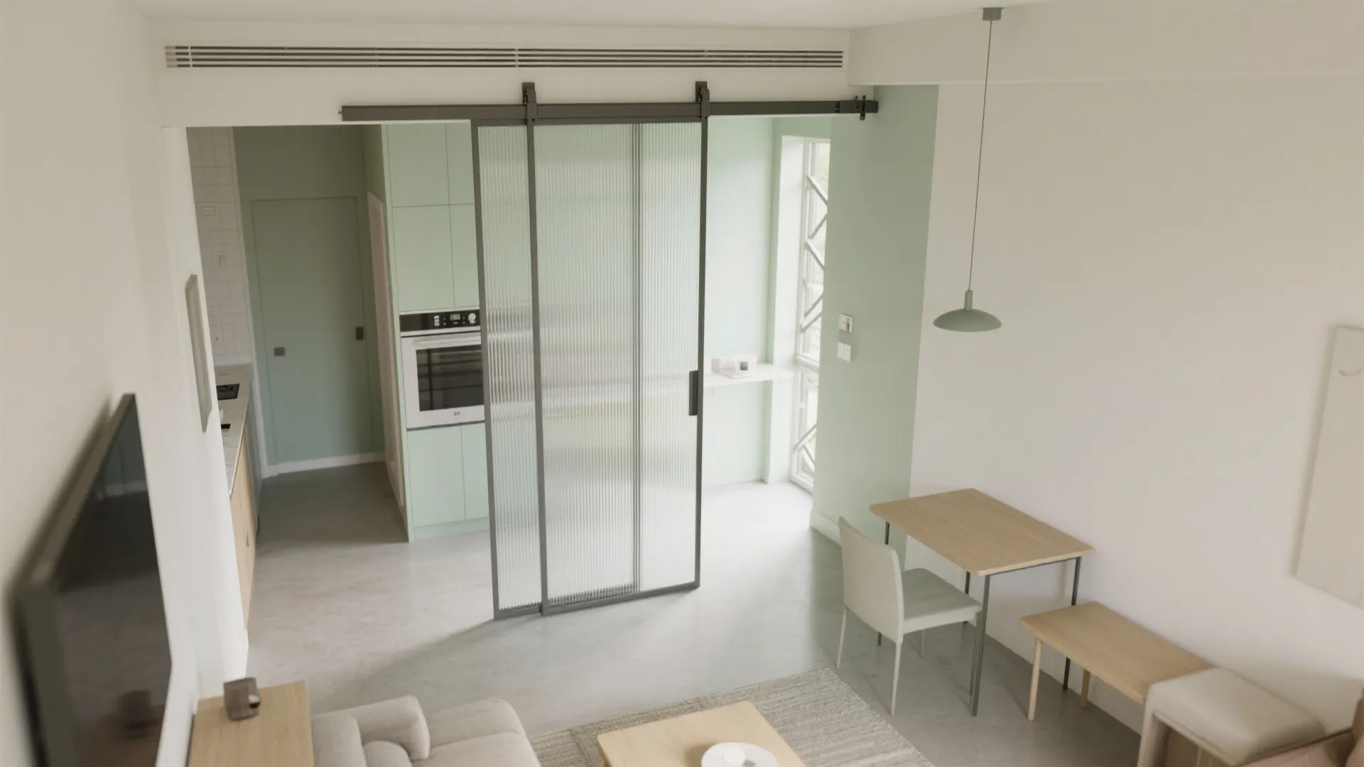 Sliding Partitions and Glass To Stretch Space